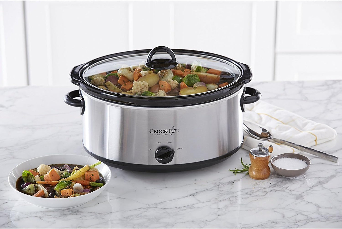 Crock-Pot 7-Quart Oval Manual Slow Cooker | Stainless Steel (SCV700-S-BR)