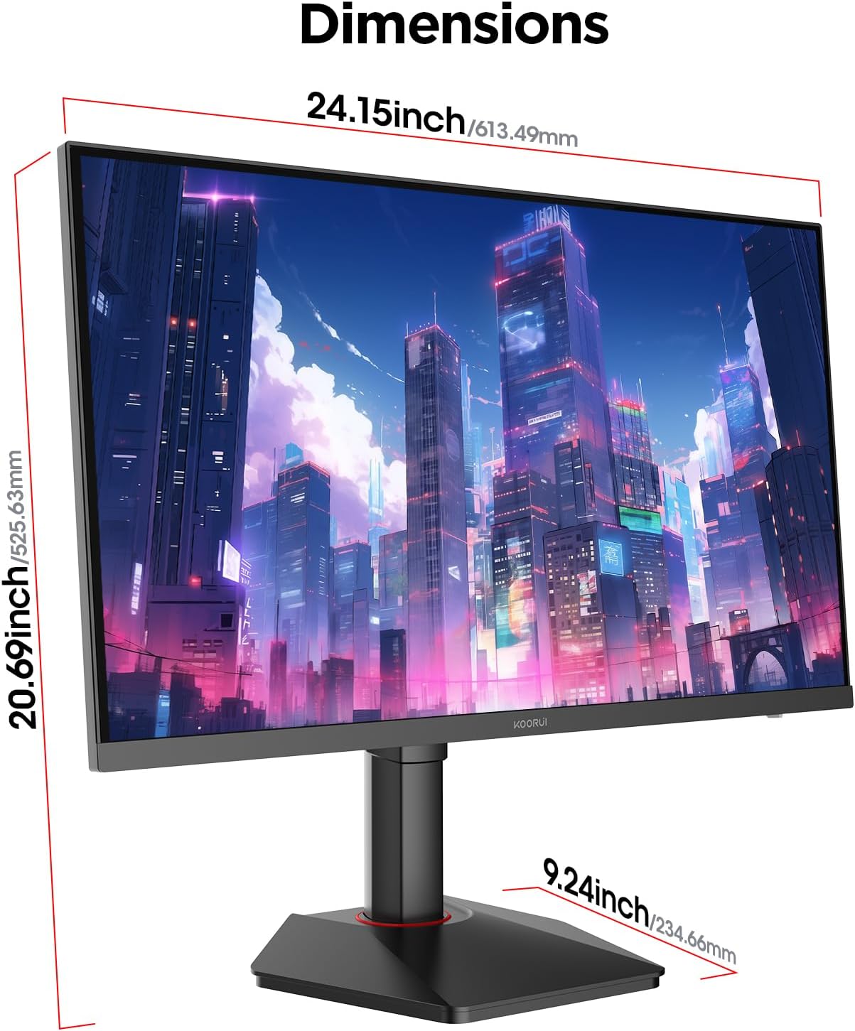 KOORUI Monitor 27 inch QHD 2K Fast IPS Gaming Monitor, 200Hz 1ms, HDR400,95% DCI-P3,Adaptive Sync,Tilt Pivot Swivel Vertical Height Adjustable,HDMI 2.0 &DP 1.4 Ports, G2722P, Black