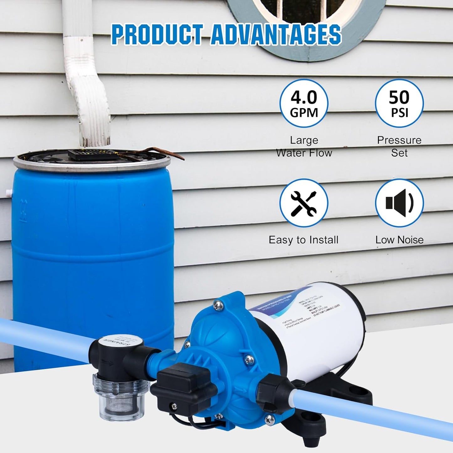 DC HOUSE 12V RV Fresh Water Pump 3.0GPM 45 PSI 12Volt DC Water Pressure Diaphragm Pump On Demand for Camper Trailer Off-Grid Cottage Yacht House