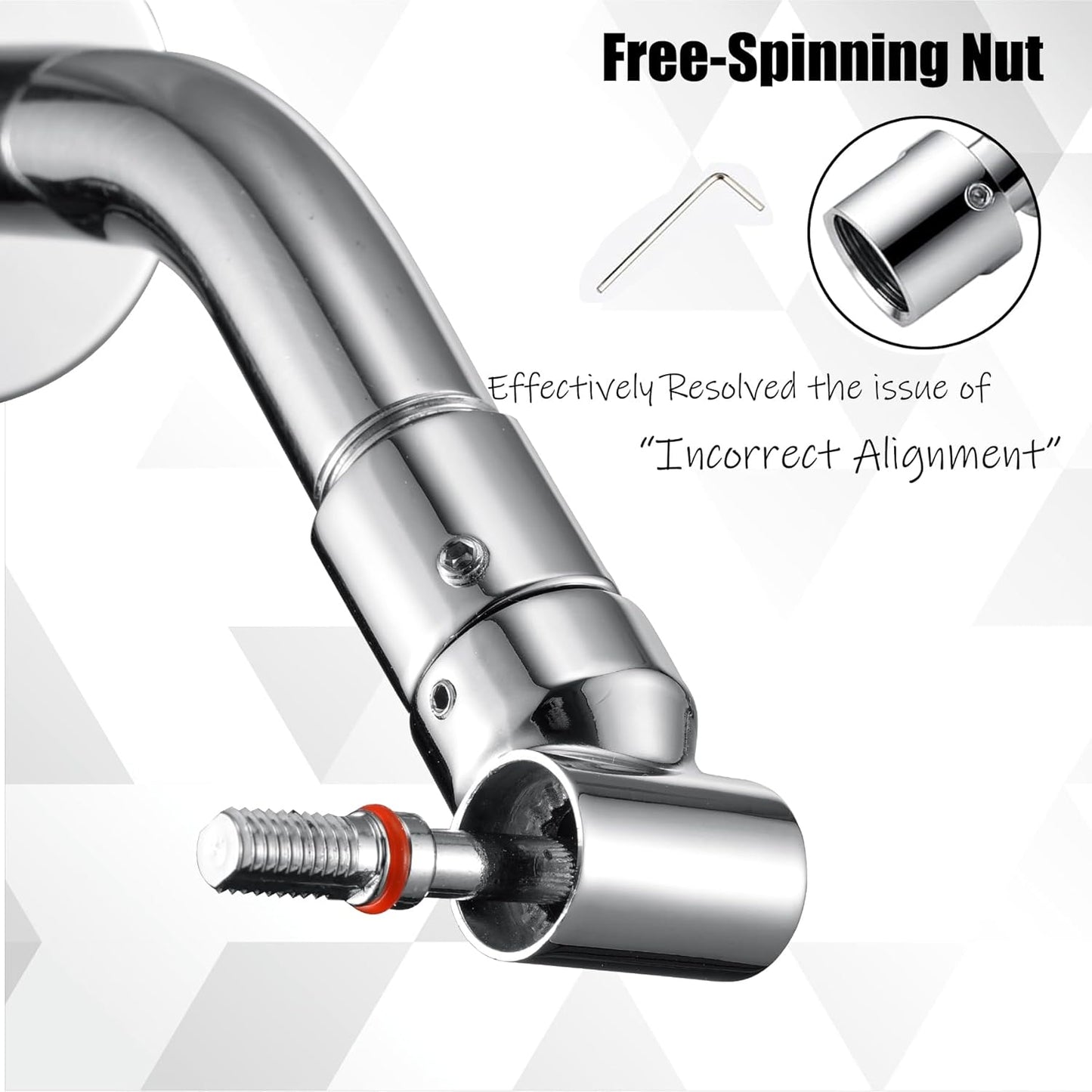 Shower Head Extension Arm, 6 Inch Adjustable Shower Arm Extender for Handheld/Fixed/Rain Shower Head, All Metal Showerhead Arm with G1/2 Universal Connector, Easy Installation, Brushed Nickel