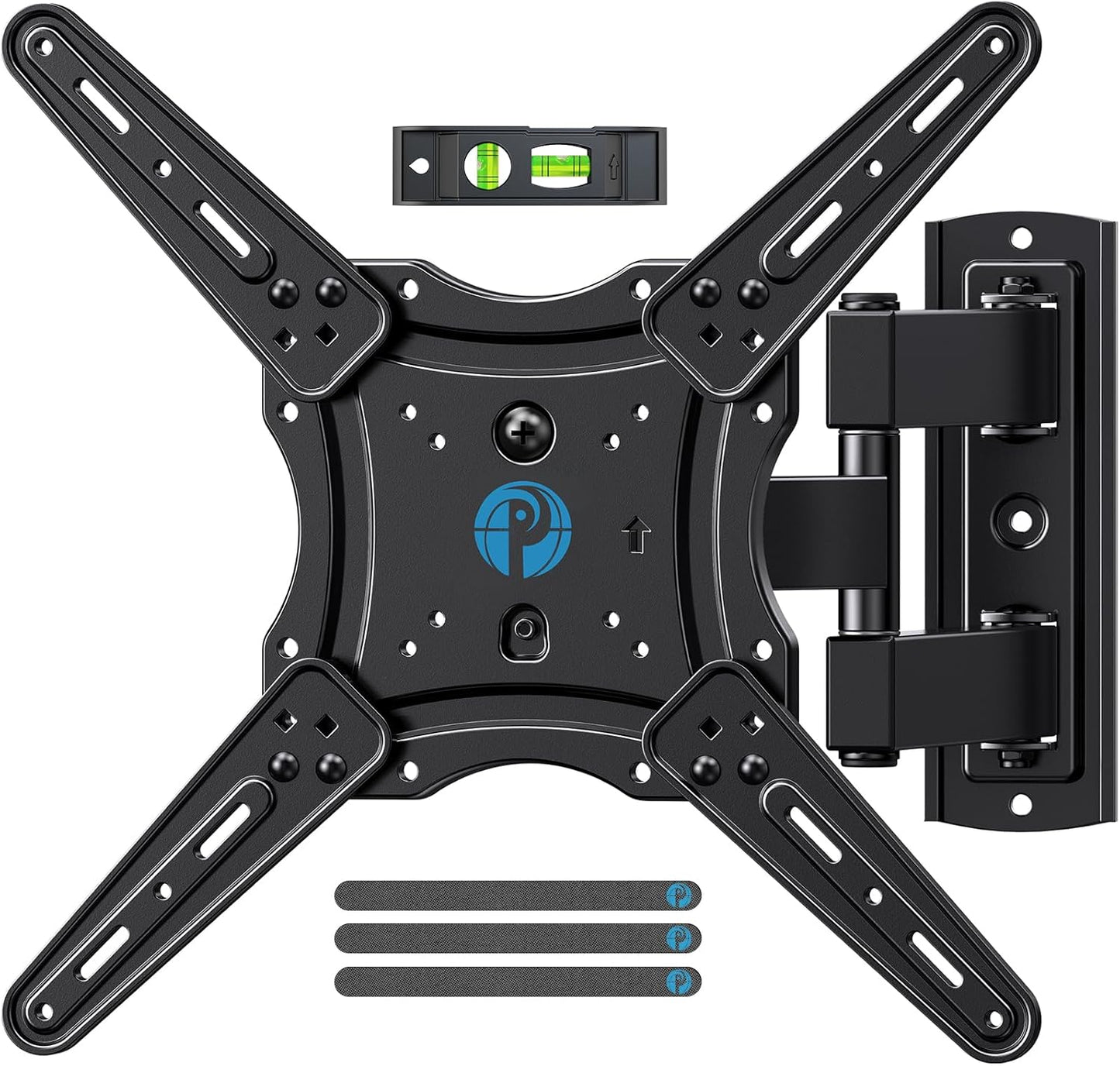 Pipishell Full Motion TV Wall Mount for Most 26-60 Inch Flat Curved 4K TVs, Up to 77lbs and VESA 400x400mm, Single Articulating Arms TV Bracket Support Swivel, Tilt, Level Adjustment