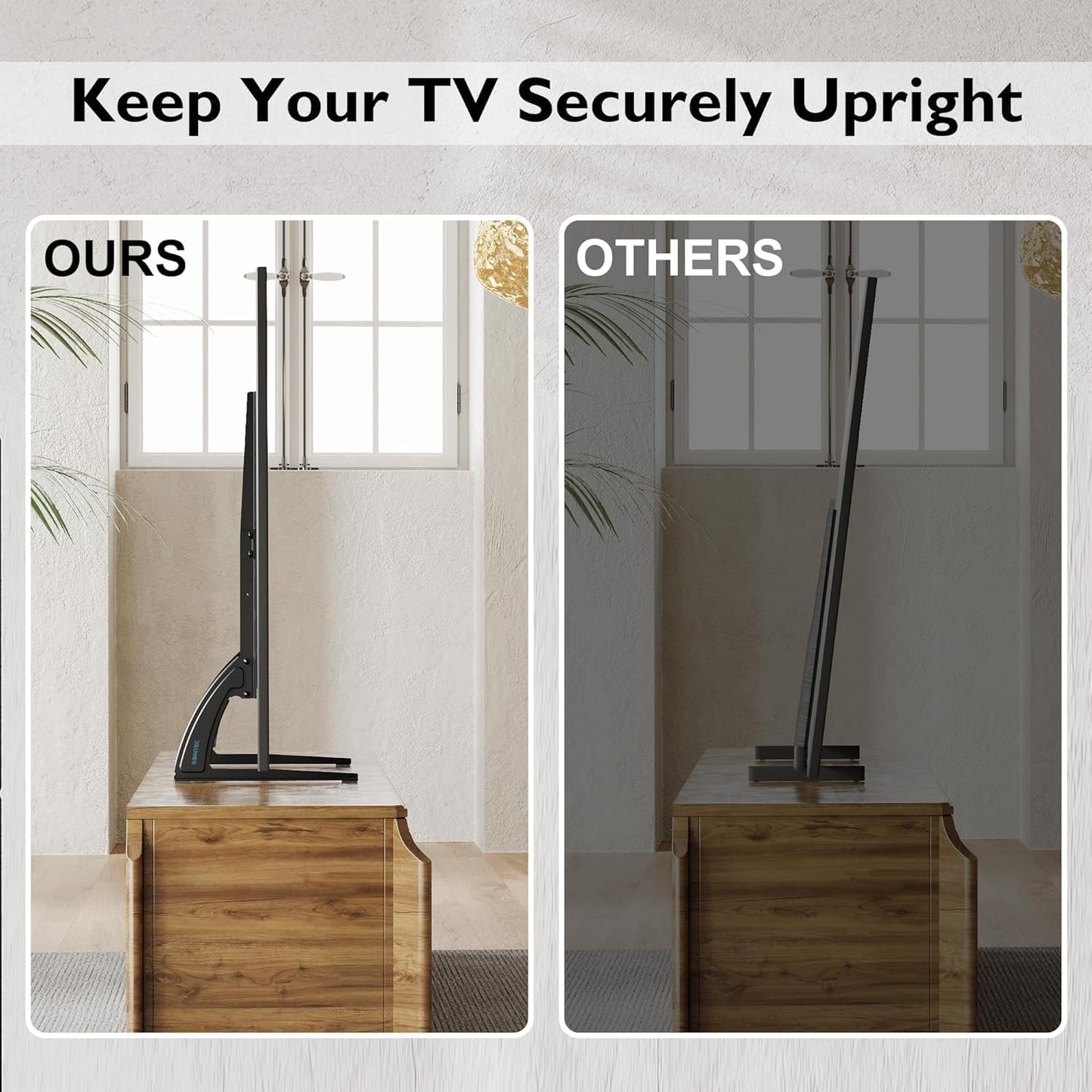 GPlus+ Universal Table Top TV Stand for Most 23 to 75 inch LCD LED Plasma Flat Screen TVs, TV Base Height Adjustable Leg Stand Holds up to 88 lbs/40Kg, VESA up to 800x600mm, LDT03-26L