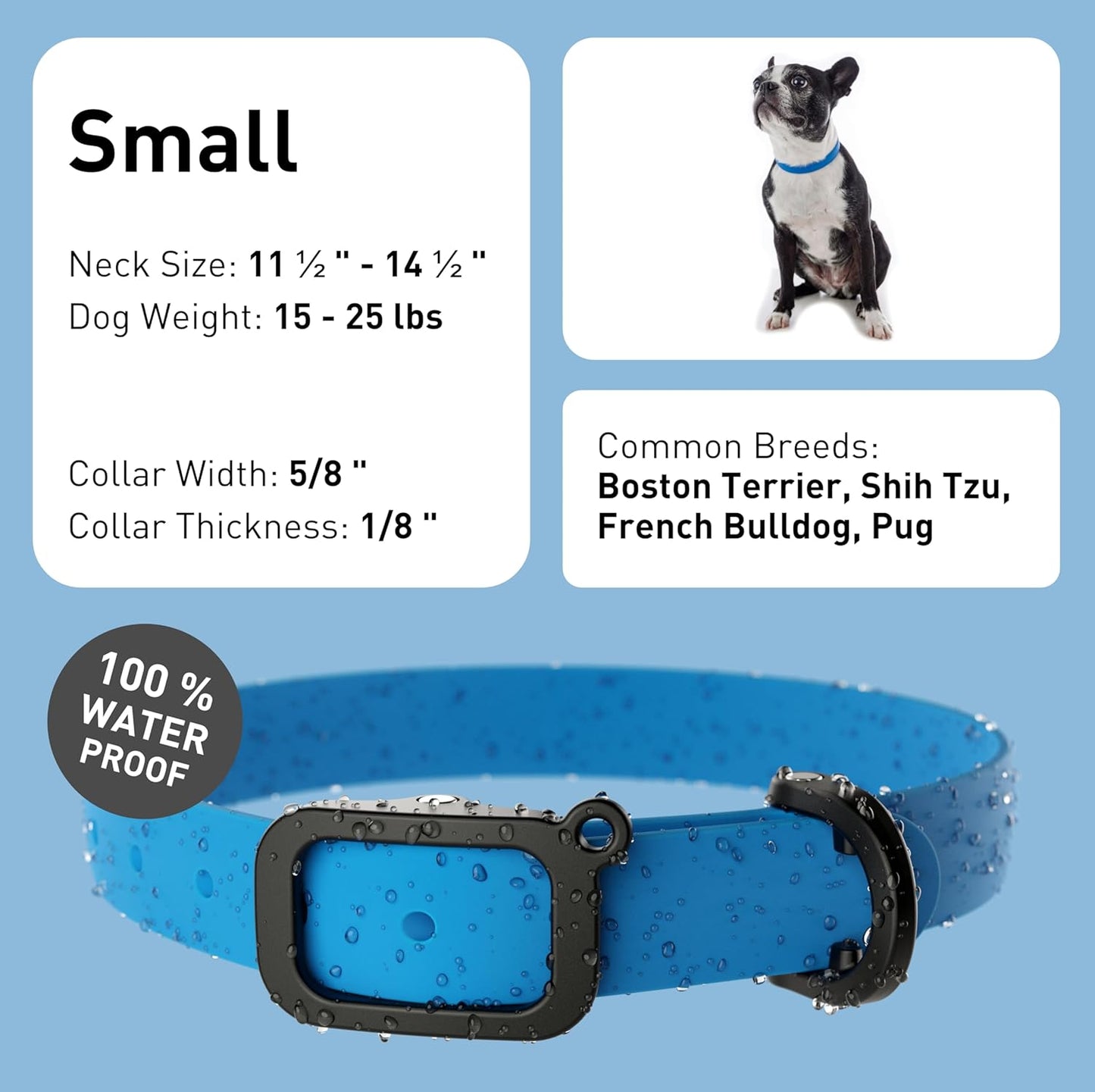 Waterproof Dog Collar - Durable, Comfortable and Adjustable Silicone Dog Collar with Wear Resistant Buckle and ID Tag Ring for Small Dogs by Nuvuq (Black, Small)