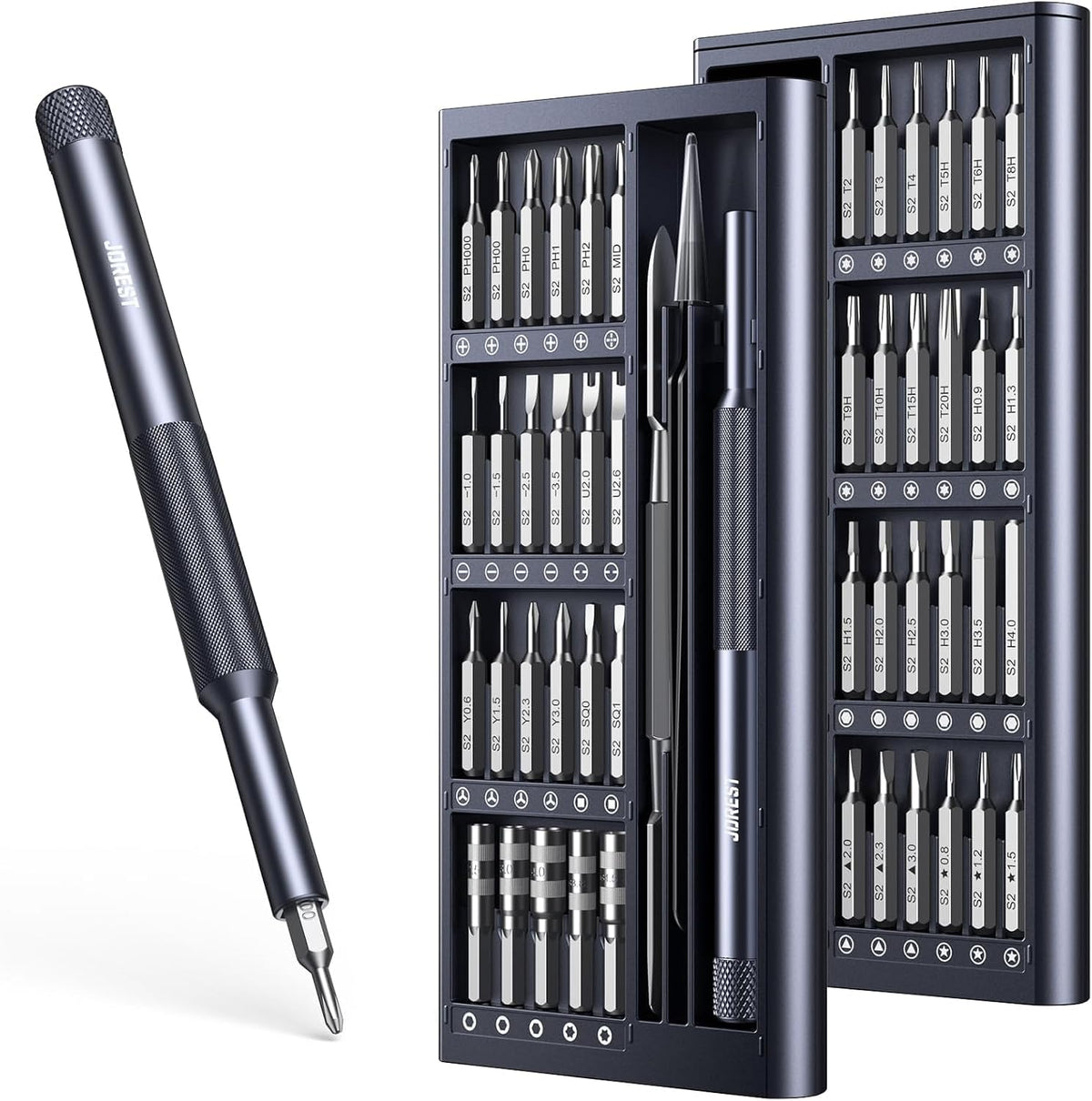 JOREST 50-in-1 Precision Screwdriver Set – Magnetic Repair Tool Kit with Security Torx, S2 Steel Bits, Aluminum Handle - PuriLite