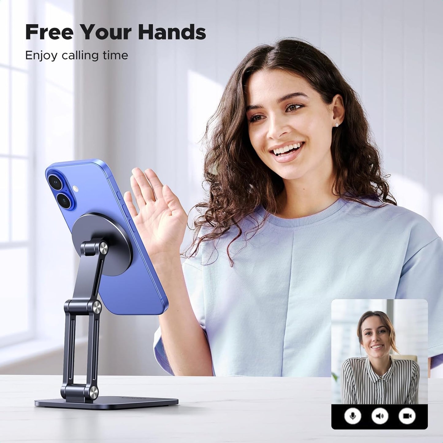 UGREEN Magnetic Phone Stand Compatible with MagSafe, Angle Adjustable Aluminum Holder for Desk, Thick Base Compatible for iPhone 16 15 14 13 12 Pro