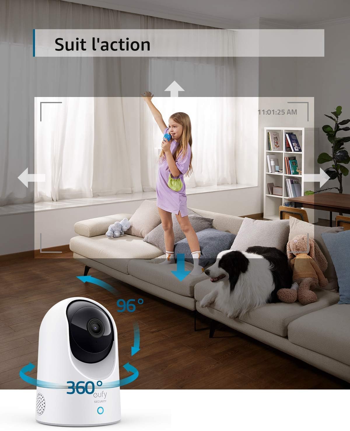 eufy Security Kit de 2 caméras d'intérieur E220 2K, caméra de sécurité intérieure panoramique et inclinable, caméra à brancher avec Wi-Fi, IA humaine et animale, compatibilité avec assistant vocal