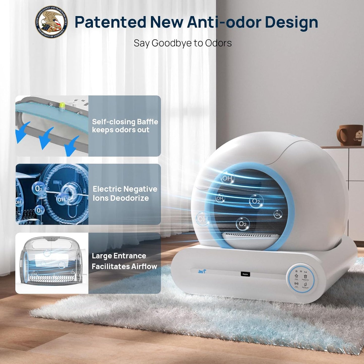 Self Cleaning Litter Box, 2025 Upgraded Automatic Cat Litter Box with Mat & Multiple Cleaning Tools, 68L+9L Large Capacity Litter Box Robot, Suitable for Multiple Cats, APP Control (Blue)