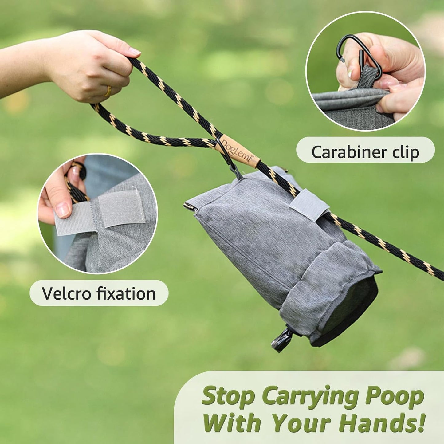 Dog Poop Bag Holder,Dog Walking Bag with Poop Bag Dispenser,Reusable Smell Proof Dog Waste Bag,Pet Poop Pouch with Magnetic Closure,Portable Dog Accessories Travel Bag for Leash,Harness &Waist