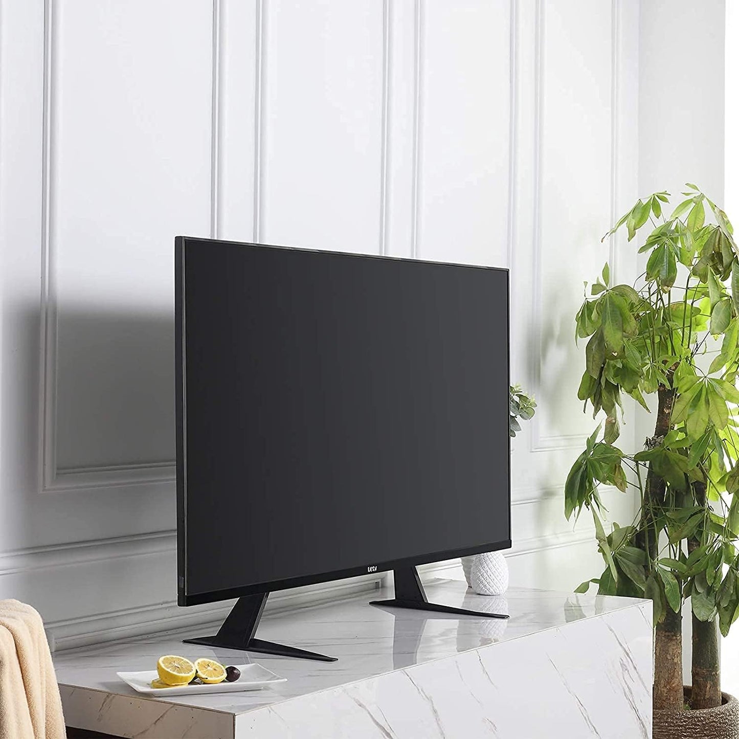 Suptek Universal TV Stands, Table Top TV Stand, Pedestal TV Stand for Most 17"-55" Screens, Height Adjustable TV Base Stand with Tempered Glass Base and Wire Management, Hold up to 40kg, VESA 75/400mm