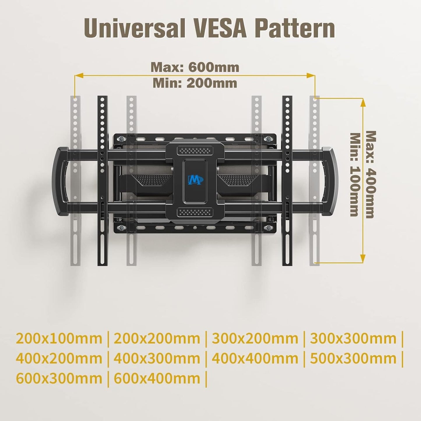 Mounting Dream TV Mount Bracket for Most 42-82 Inch Flat Screen TVs, Full Motion TV Wall Mounts with Swivel Articulating Dual Arms, Max VESA 600x400mm, 100 LBS Loading, Fits 16" Wood Studs, MD2296