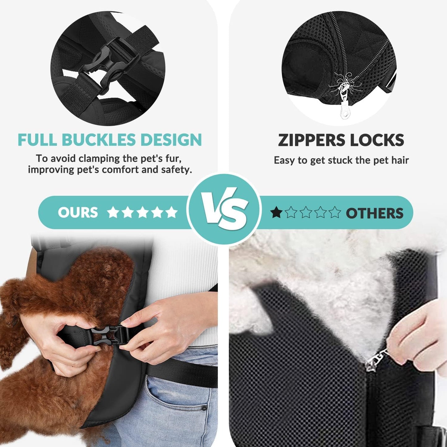 SlowTon Dog Carrier Backpack for Small Medium Dogs, Legs Out & Easy-Fit Dog Cat Puppy Front Carriers Bag for Pet Up to 35lbs, Adjustable Breathable Pet Backpack for Traveling Camping Hiking