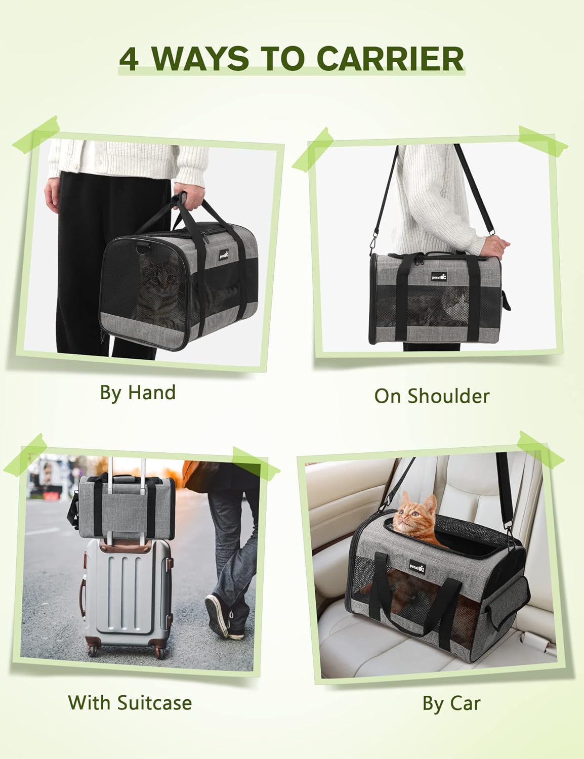 Pecute Cat Carrier Dog Carrier up to 15lbs,Pet Carrier for Cats and Puppies with Foldable Bowl, Soft-Sided Bag with Breathable Mesh, Suitable for Long and Short Trips Travel Camping Outdoor