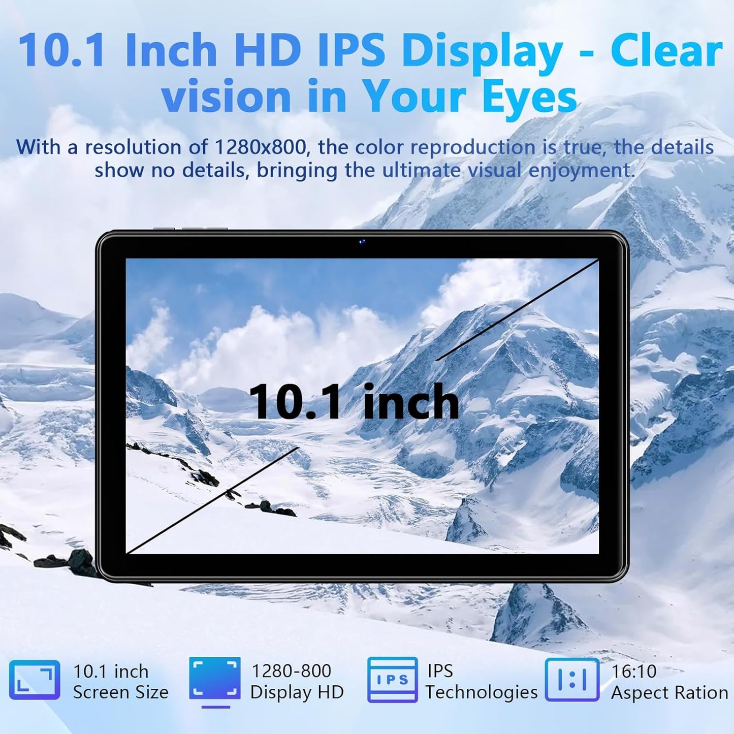 10 Inch Tablet, Android 15 Tablets with 18GB RAM+128GB ROM(Expand to 1TB), Octa Core 1280 * 800 IPS HD Display, 6000mAh Battery, Dual 5MP+8MP Camera, 5G/2.4G WiFi