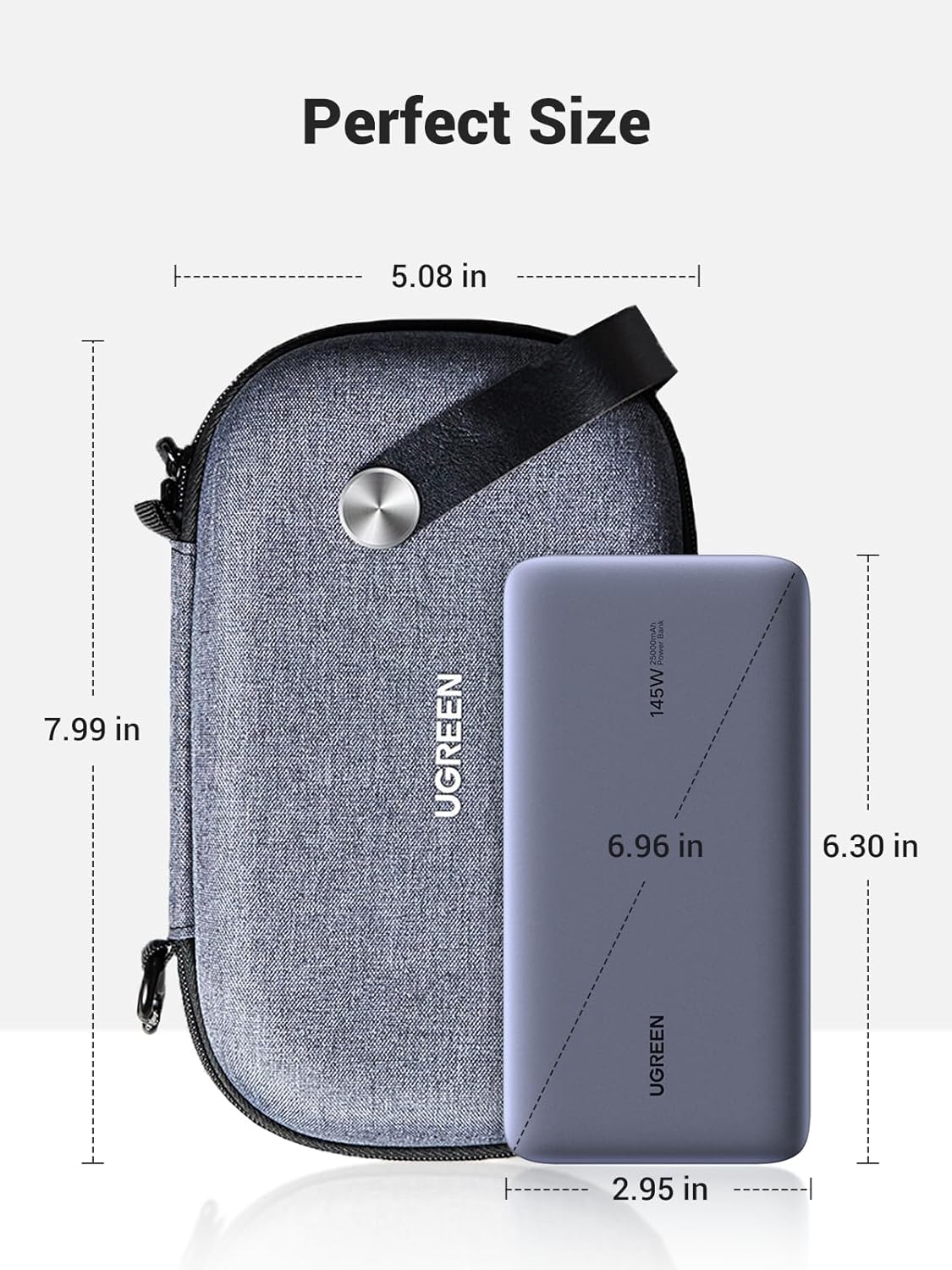 UGREEN Travel Case Universal Electronic Accessories Bag Cable Organizer Portable Carrying Pouch for Mini Speaker, USB Cable, Memory Cards, Power Bank, Hard Drive, Charger, Cosmetics, and More