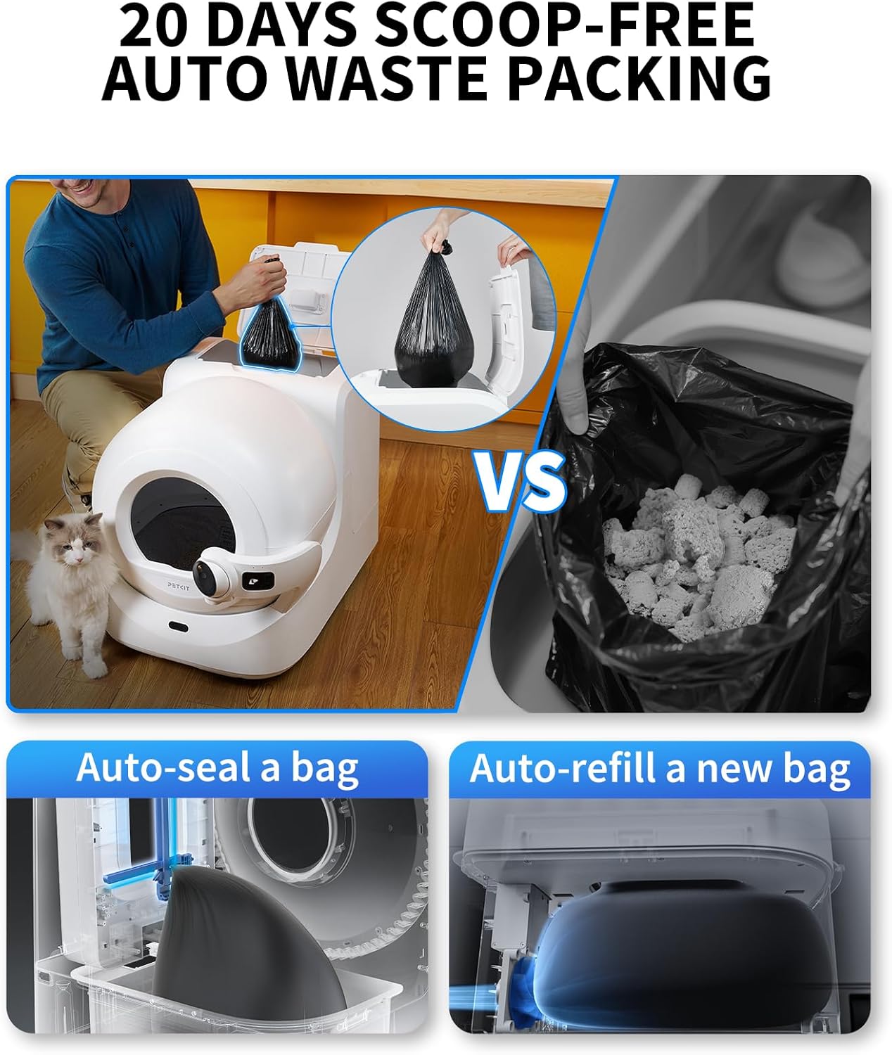 PETKIT Purobot Ultra 2025 New Accurate cat Facial Recognition & Poop Monitor Automatic Self-Cleaning Cat Litter Box with Touch-Free Waste Packing, 5G WiFi App Control, Integration Safety, Odor Free
