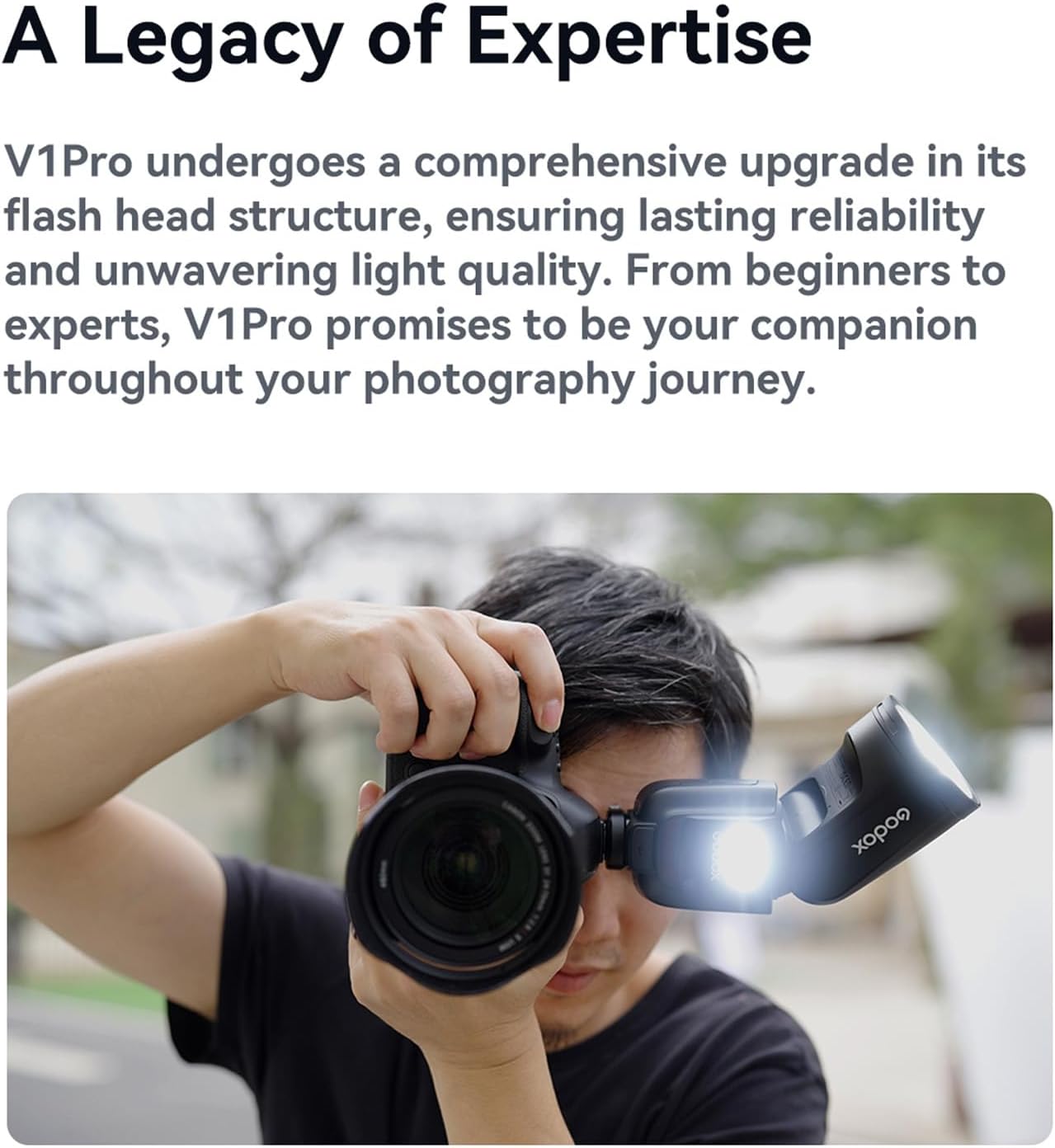 GODOX V1 Pro S 2.4G Wireless Camera Flash Speedlite with Detachable Sub Flash & AK-R1 Flash Light Accessories M/TTL Flash Mode 10 Levels Brightness Type-c Powered Compatible with Sony Cameras