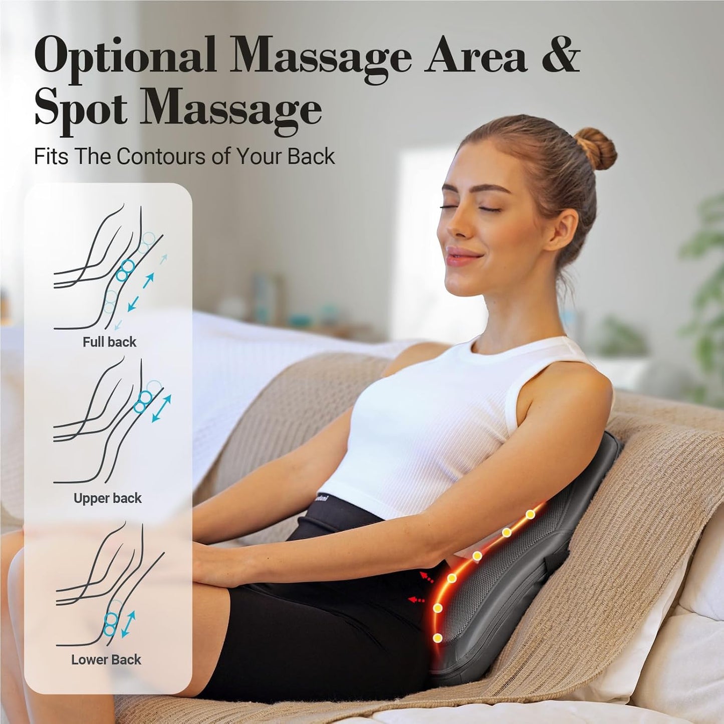 CuPiLo Shiatsu Low Back Massager with Heat, 3D Kneading Massage Pillow for Deep Tissue, Portable Rolling Lower Back Massager for Home Office, Gifts for Men Women Mom Dad