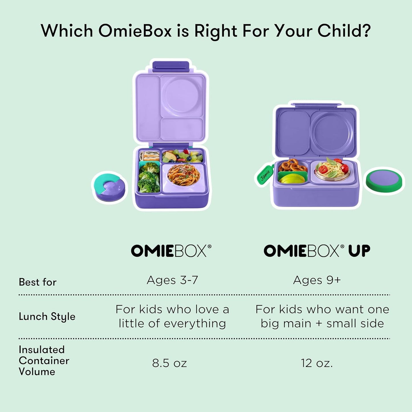 OmieBox UP bento box for kids | Insulated lunch box | Insulated food jar | Cooler ice pack | 2 Compartments (Cherry Pink)