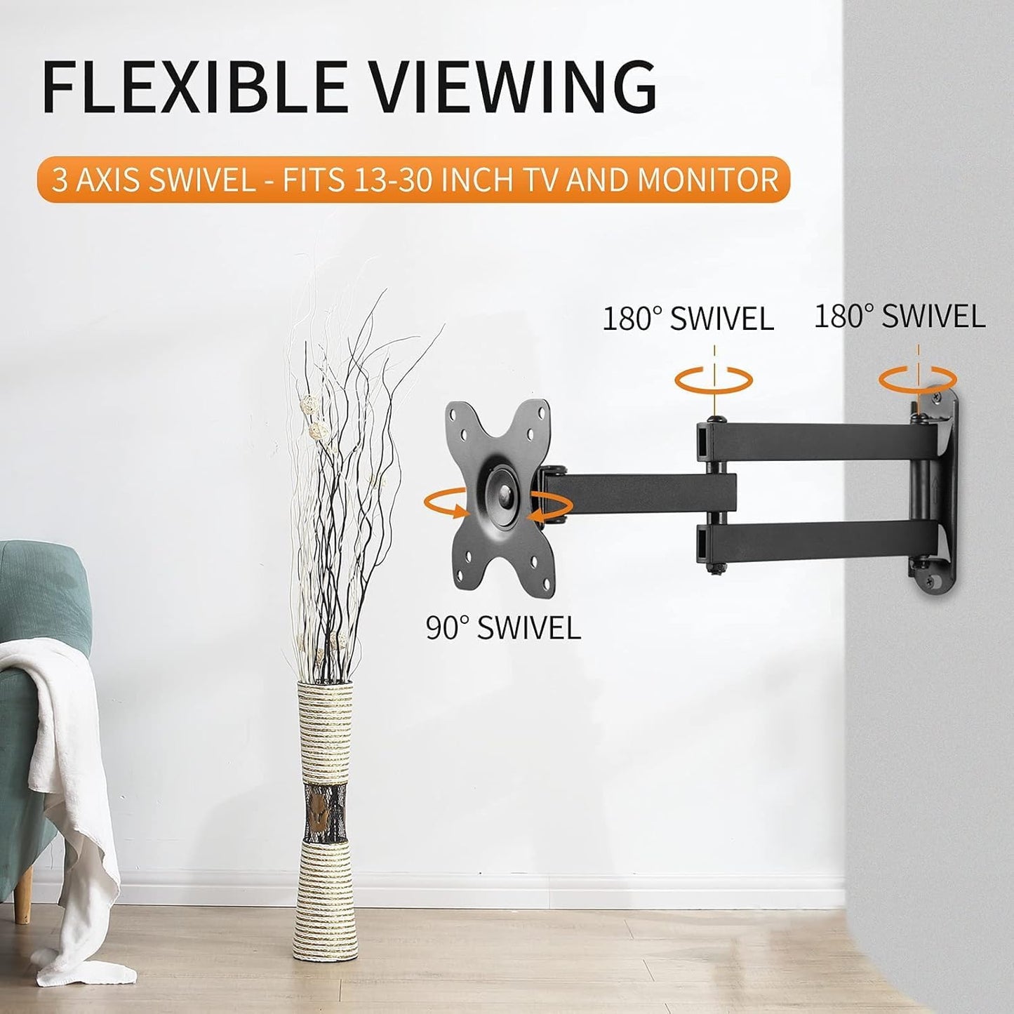 TV Wall Mount, Bracket for Most 13-30 inch LED, LCD Monitor and Plasma TVs, Max VESA 100x100mm by XINLEI (MA1330)