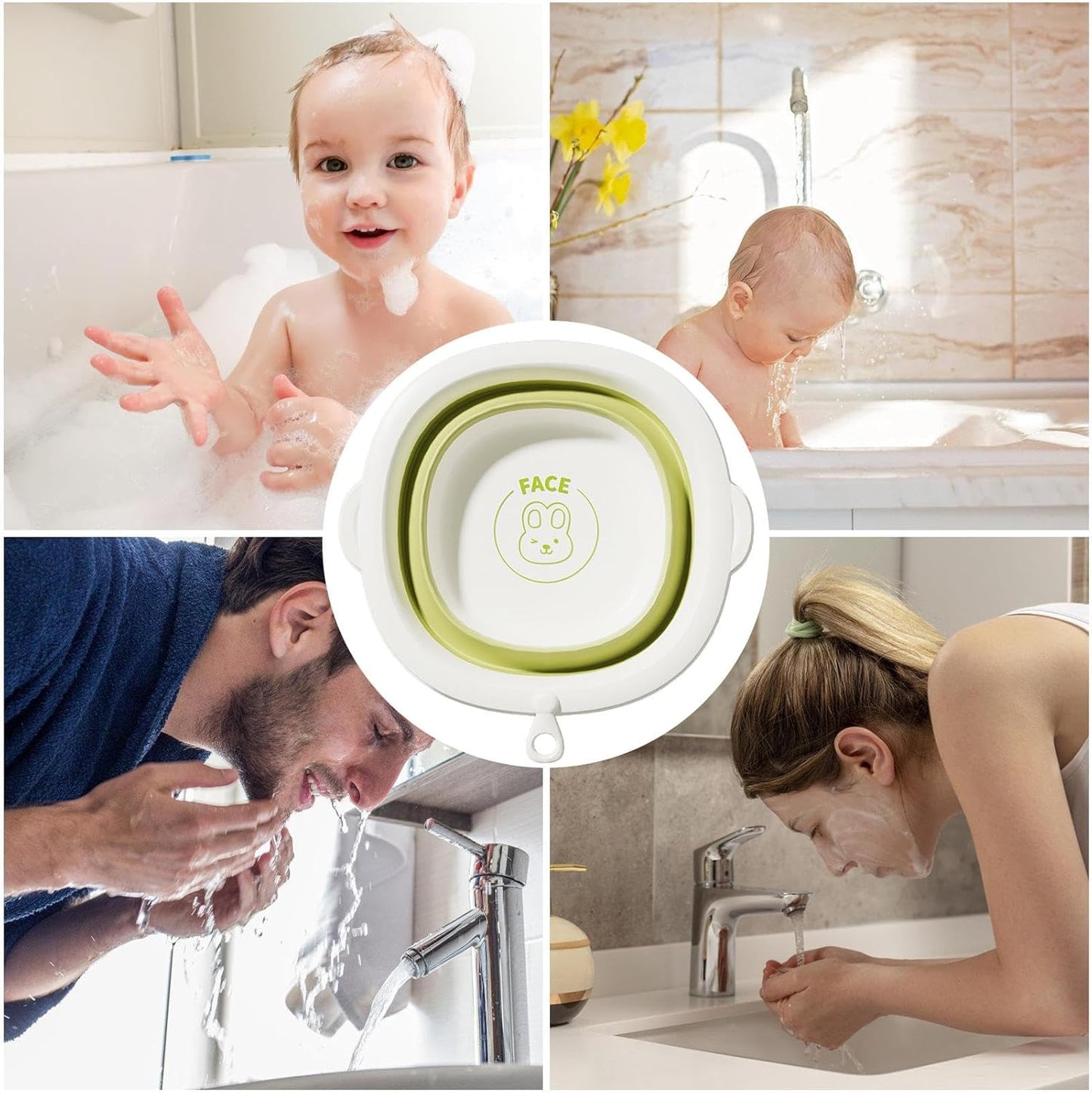 Baby Wash Basin - Hangable Hand Wash Basin Foldable Baby Bathtub - Non-Slip Foldable Wash Bin Bottle Wash Basin for Children