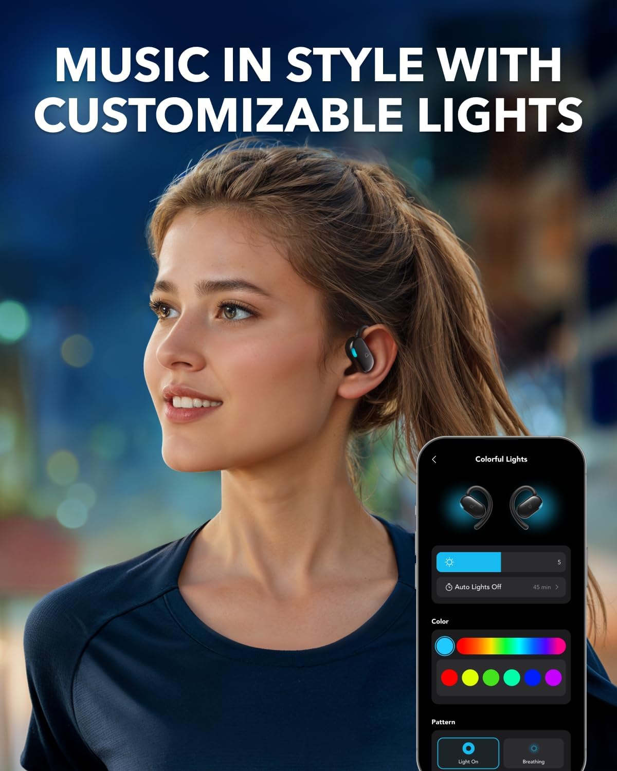 Soundcore V20i by Anker Open-Ear Headphones,Ultra-Comfort,Snug Fit,Powerful Sound,Clear Calls,IP55,LED Lights,36H Playtime,Bluetooth 5.4,Multipoint Connection(Renewed)