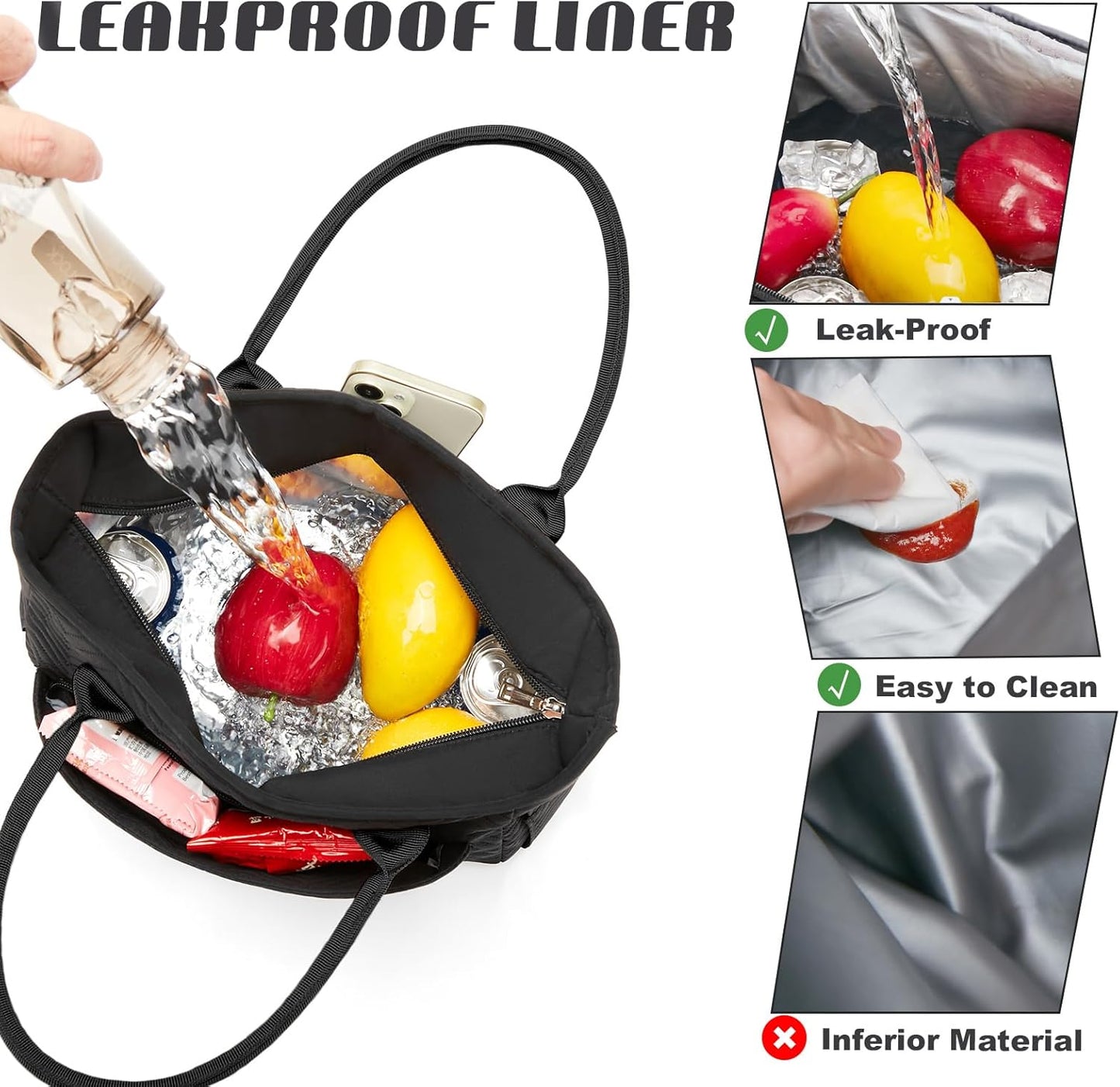 Lunch Bag for Women, Insulated Lunch Box for Work, Large Leakproof Cooler Purse with Side Pockets & Removable Shoulder Strap Women's Lunch Tote Bag for Picnic Work Beach Cute Lunch Bags (Heart)