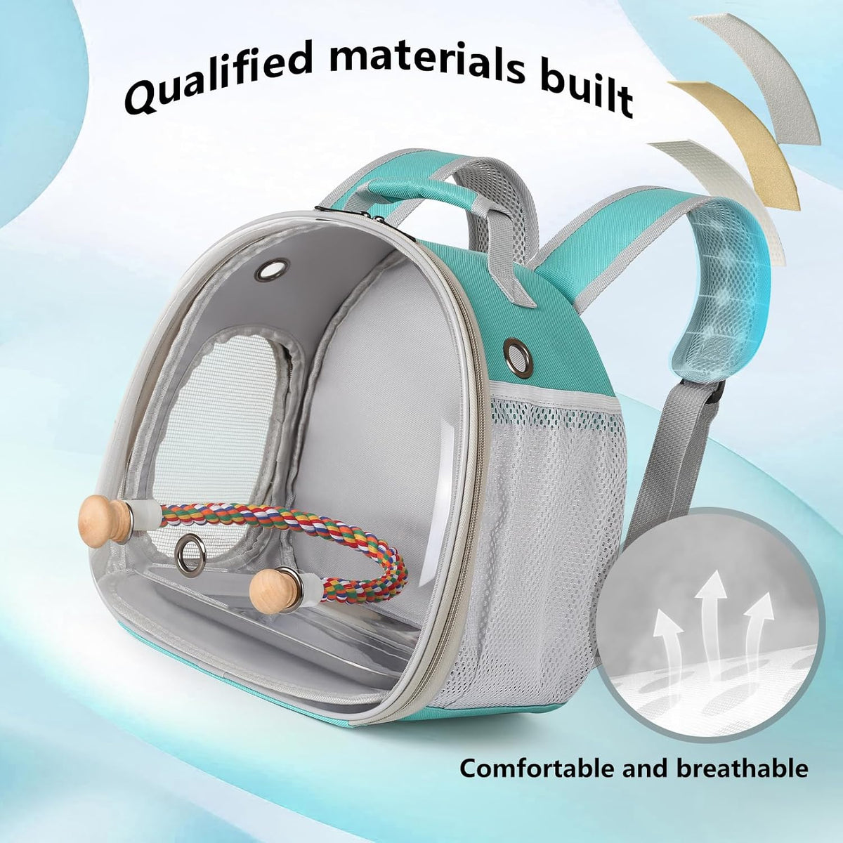 Small Bird Travel Carrier Backpack (Green, Perch & Tray Set)
