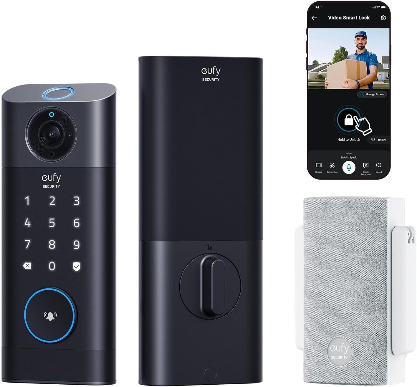 eufy Security Video Smart Lock S330,Doorbell Camera with Chime, 3-in-1 Camera+Doorbell+Fingerprint Keyless Entry Door Lock,BHMA, WiFi Door Lock,App Remote Control,2K HD,No Monthly Fee,SD Card Required