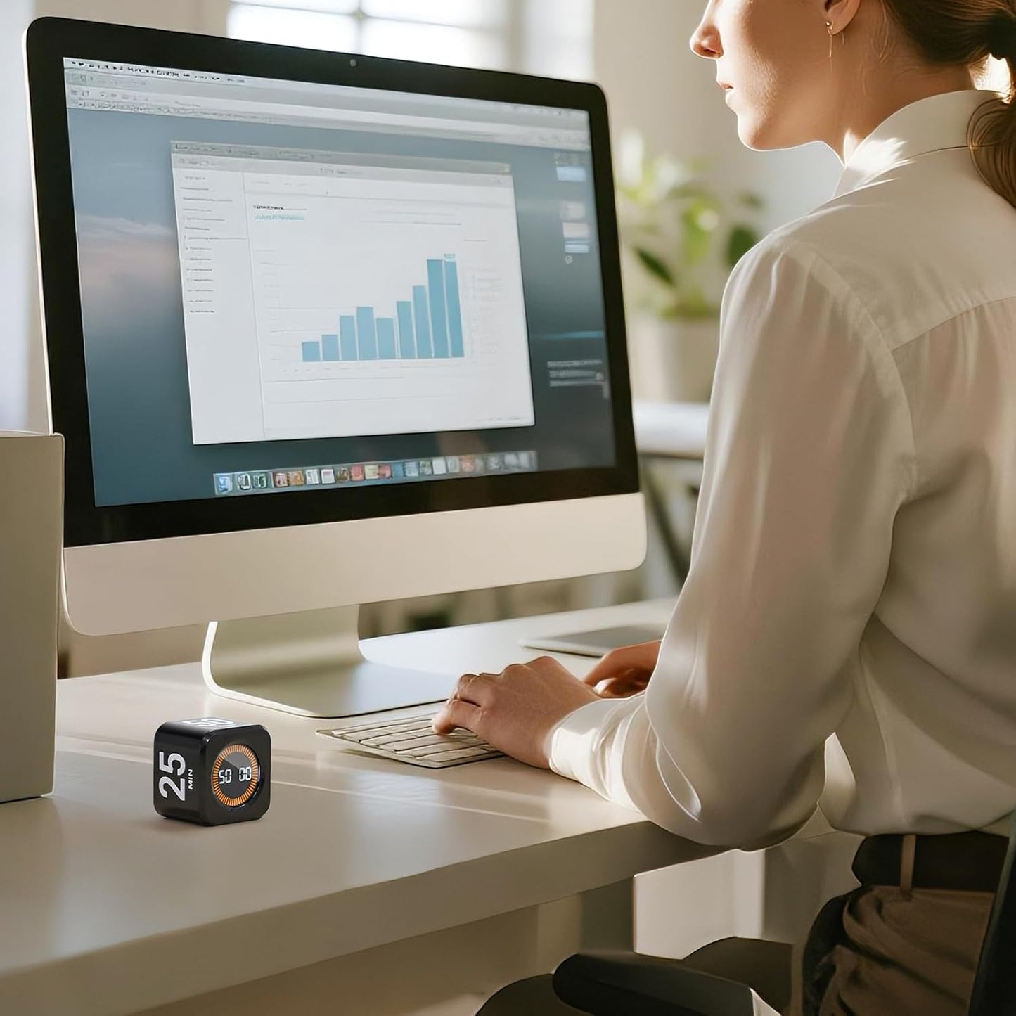 Visual Pomodoro Timer Cube – Adjustable Productivity Timer with LED Display, Gravity-Sensing Presets, USB-C Rechargeable, Focus & Time Management Tool for Work, Study, ADHD, Office, Kitchen - PuriLite