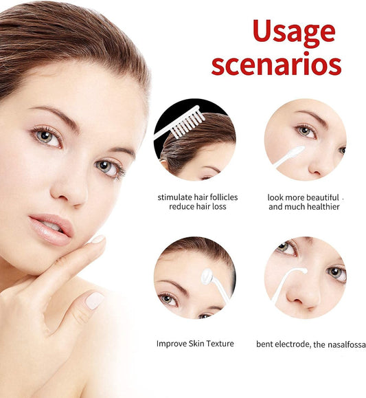 Lilishy Handheld Facial Skin Machine Set with Wand and Tubes for high frequency using in travel,White,JL12161