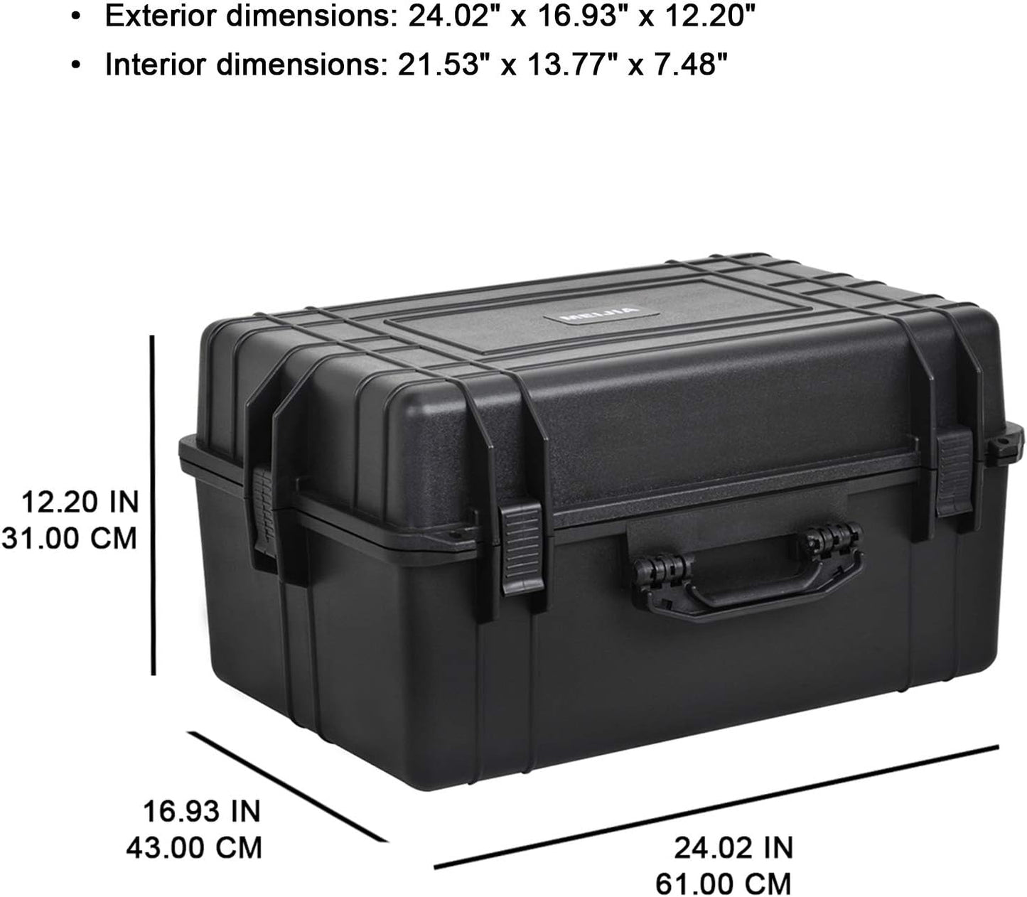 MEIJIA Portable Waterproof Protective Hard Case,Camera Case with Customizable Fit Foam Inserted, Elegant Black (9.17"x 7.56"x4.33")