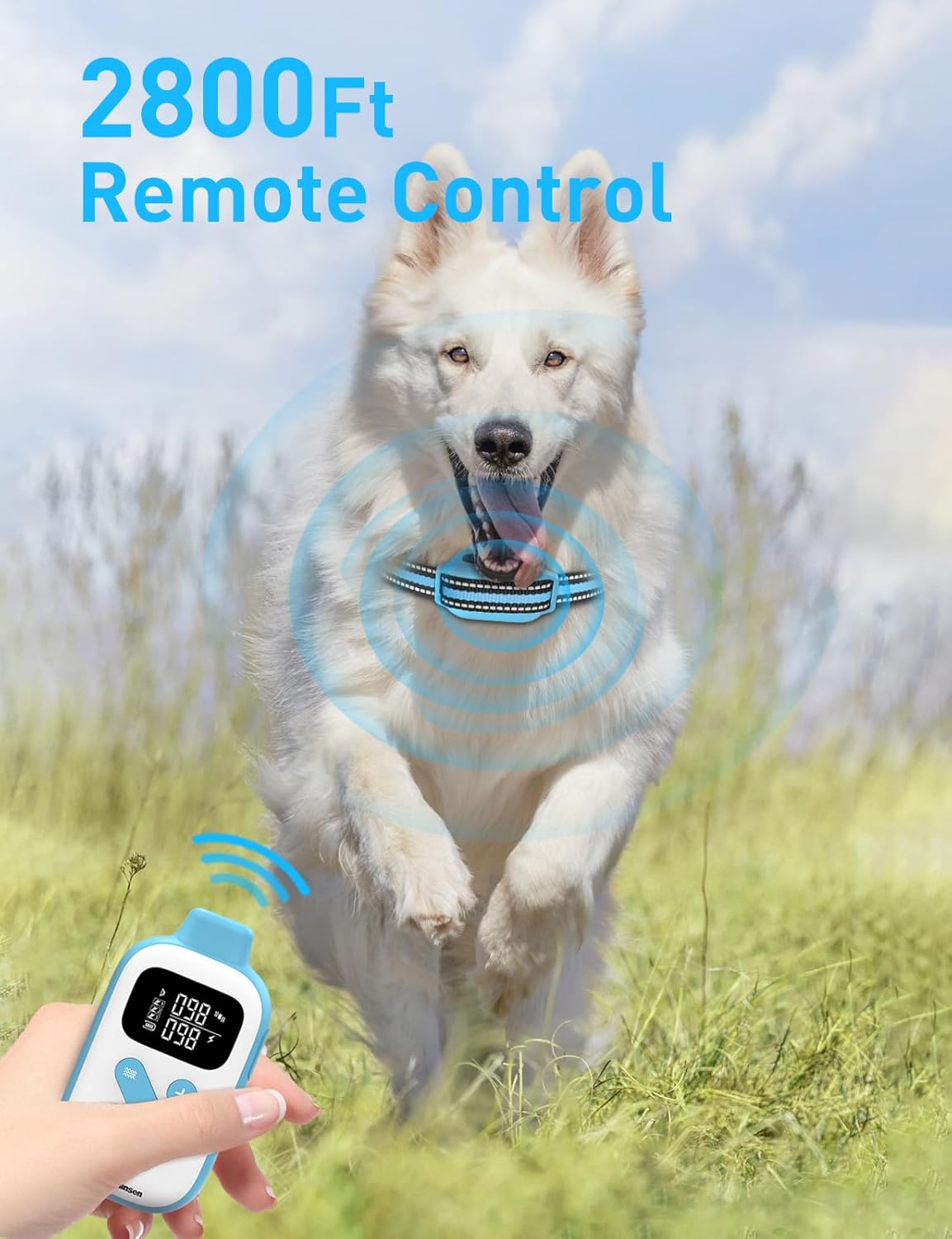 DOGLinsen 2-in-1 Bark and Shock Collar for Dogs, Smart Anti Barking Dog Training Collar with 5 Adjustable Sensitivity, Automatic Bark Collar with Remote, Vibration, Beep, Shock and Automatic