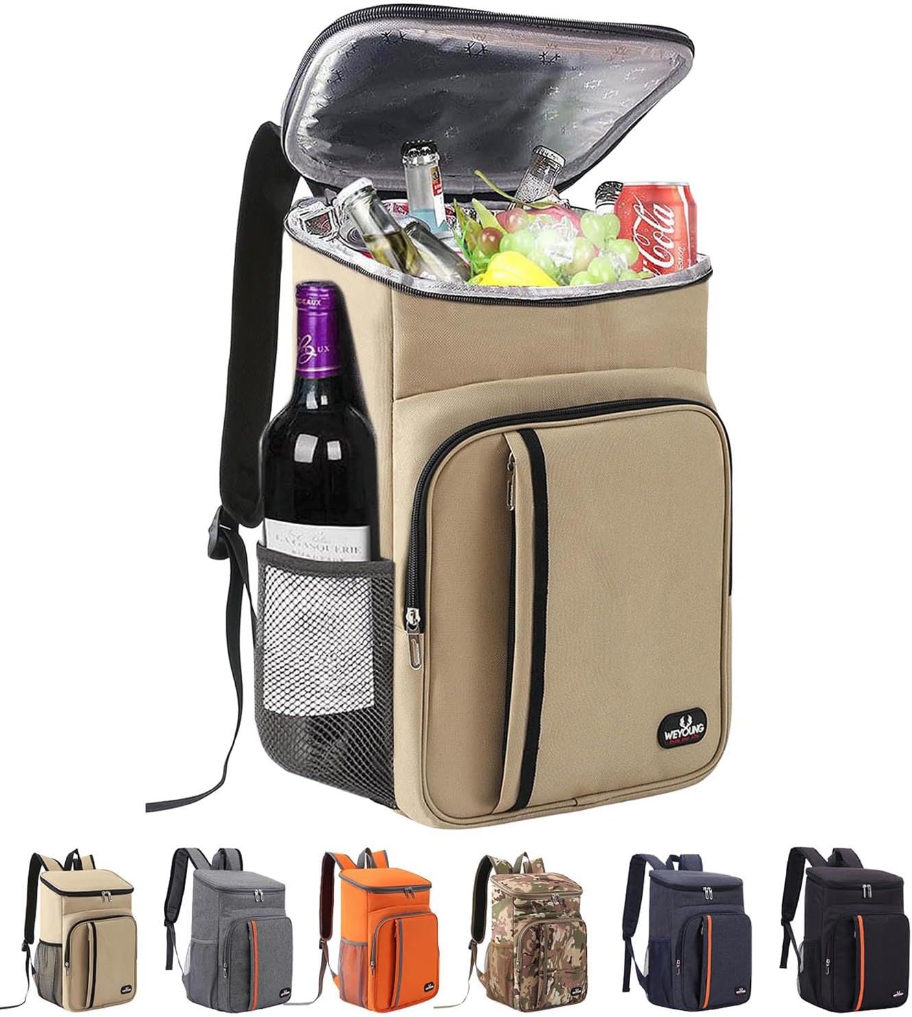 Bagtopia Camping Cooler Backpack 25 Cans, Leak Proof Insulated Thermal Bag, Beach Travel Picnic Lunch Backpack for Men Women