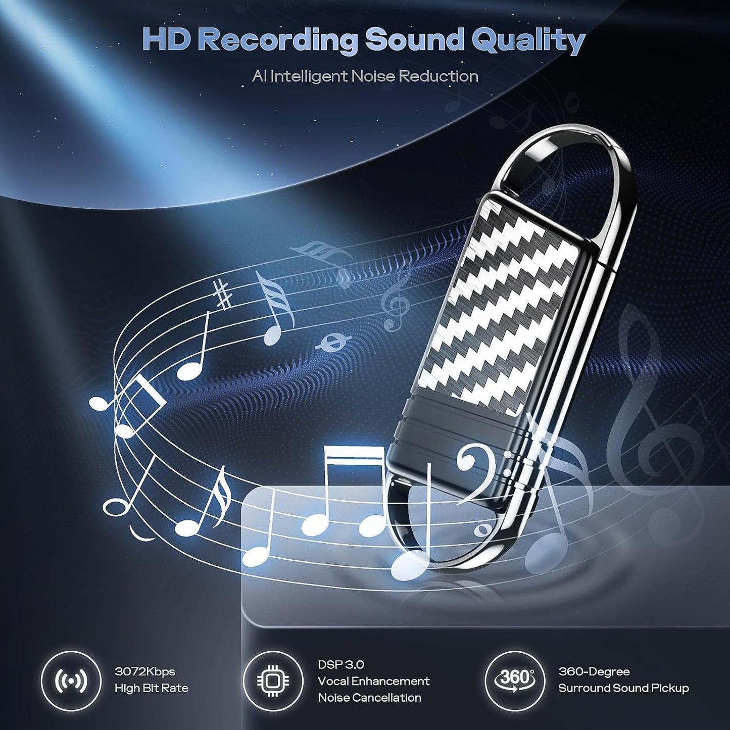 64GB (4800Hrs) Digital Voice Recorder - Voice Activated Recorder with Noise Reduction, Portable Recording Device Audio Recorder with Playback for Lectures Meetings Interviews Seminar Classroom