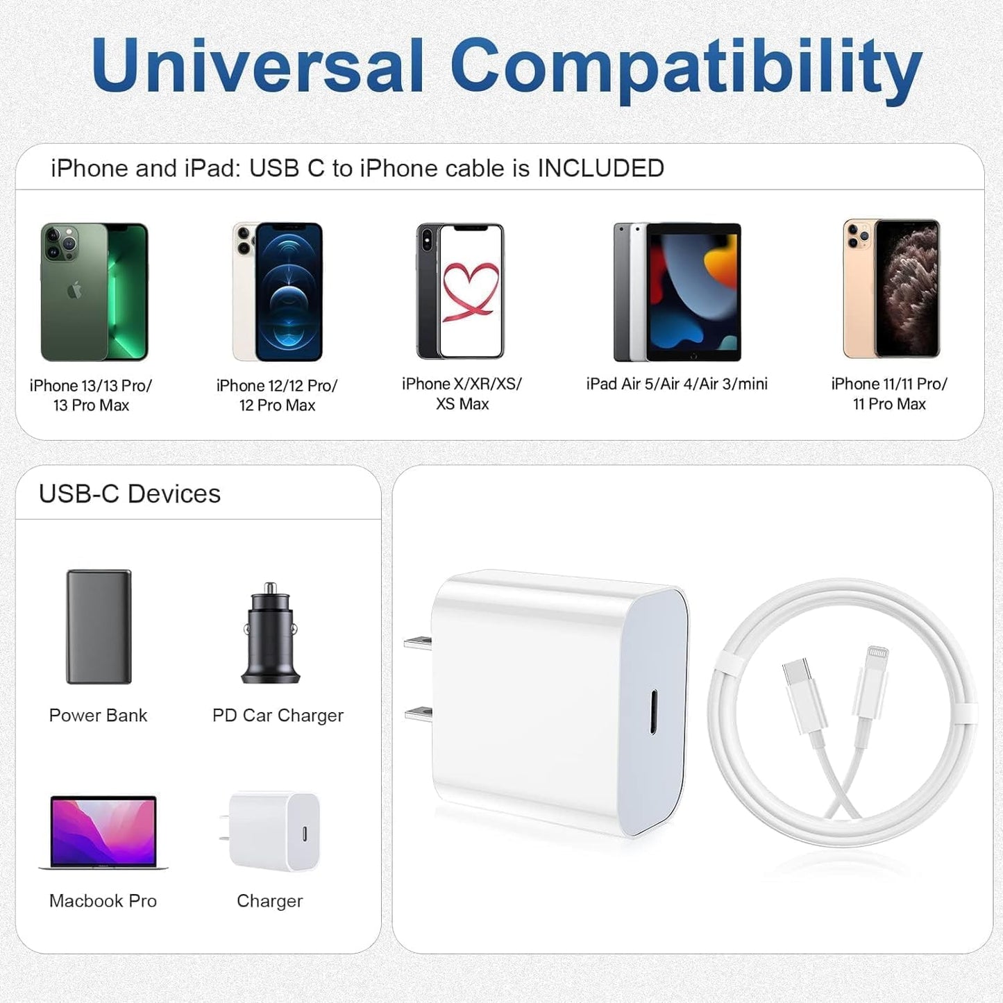 Purilite Select 20W USB-C Fast Charger Set with MFi-Certified Lightning Cable