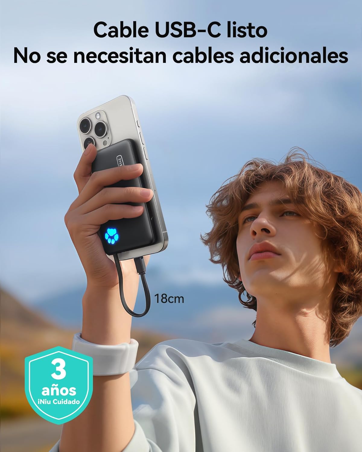 INIU 45W Portable Charger, Slimmest 10000mAh Power Bank with Build in USB C Cable, Fast Charging PD USB C in&Out Battery Pack, External Phone Charger for iPhone 16 15 Samsung S23 S22 Google iPad etc