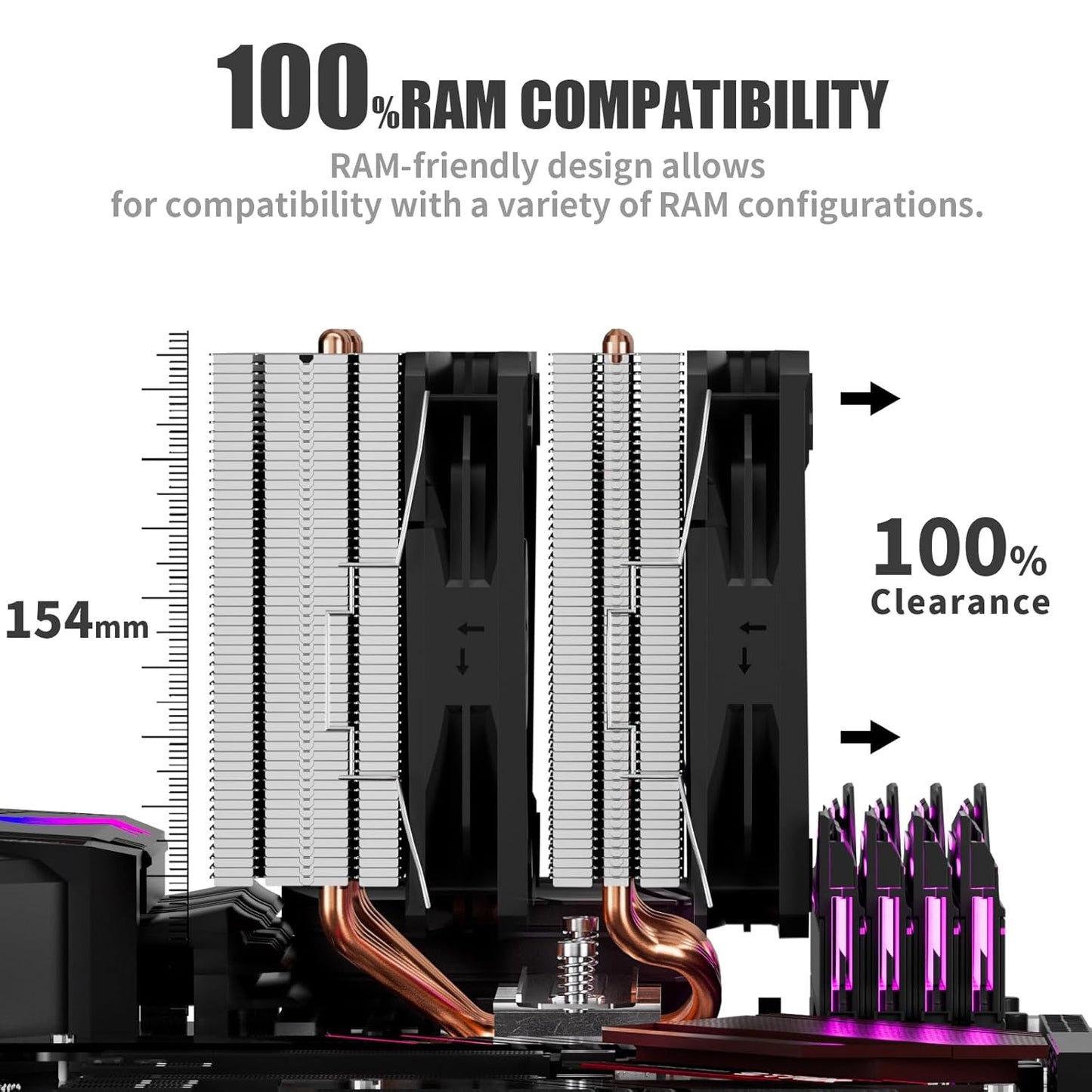 upHere D6SEC CPU Cooler, Intel LGA2011,LGA2066, LGA1700,AMD AM5/AM4/Ryzen 120mm,Dual Towers,5V ARGB