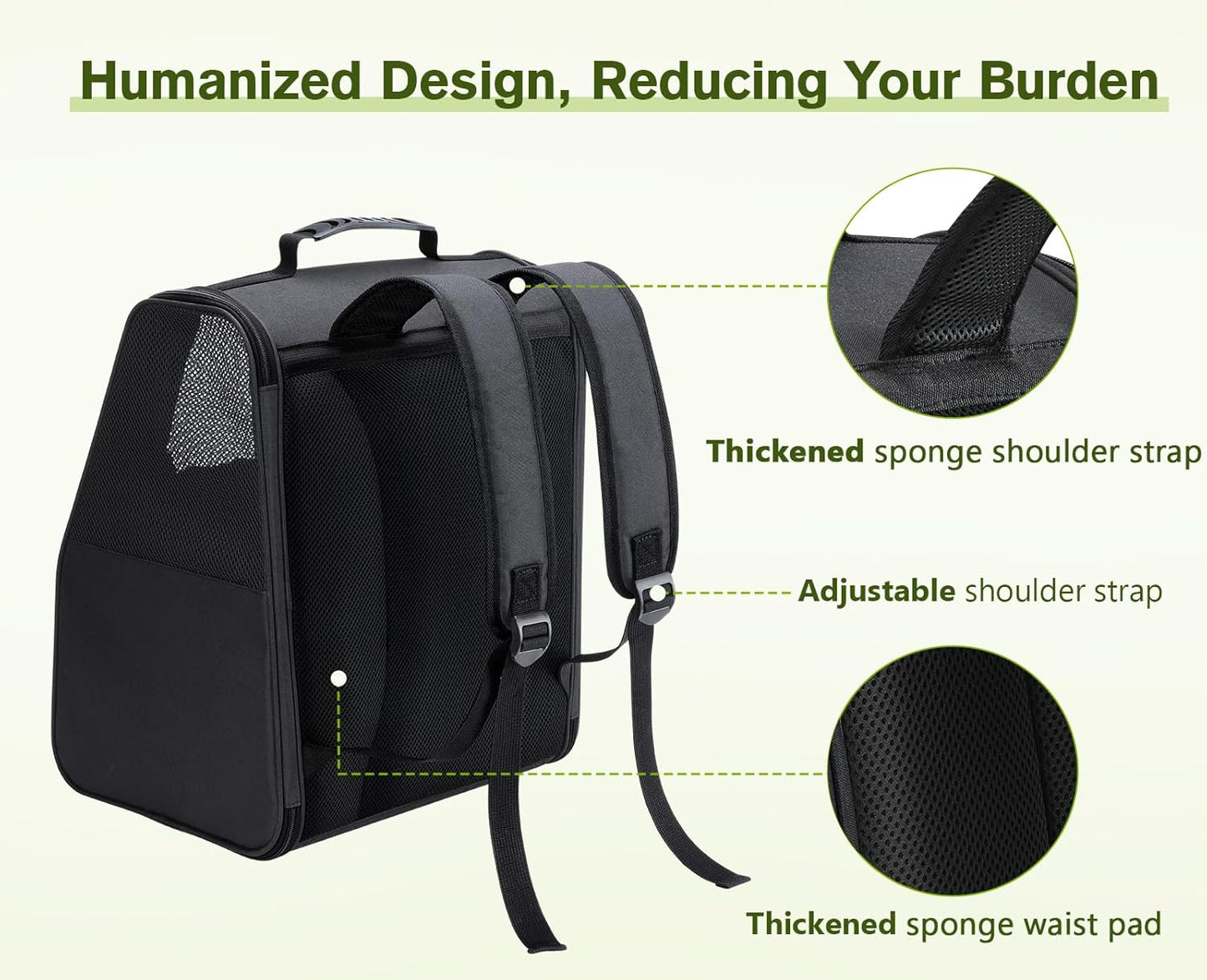 Pecute Expandable Cat Backpack Carrier, Small Dog Backpack Carrier, Pet Backpack Carriers for Cats Dogs Puppy Kitten, Cat Carriers Bag Carrying for Travel Hiking Bike Riding Walking Outdoor,Grey