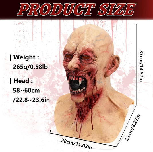 Scary Halloween Vampire Zombie Mask Bloody Biochemical Monster Mask Walking Dead Demon Headgear Cosplay Props - PuriLite