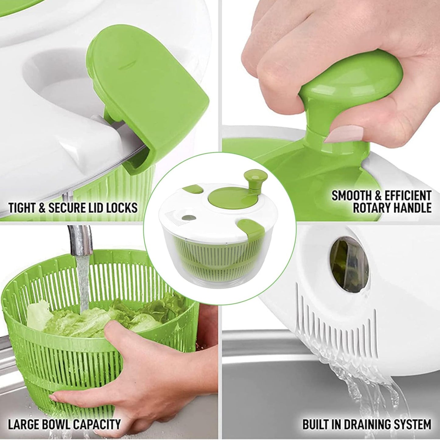 QANYEGN Salad Spinner, Hand Cranking Vegetable Spinner, Multifunctional Lettuce Greens Dryer, for Kitchen Tool