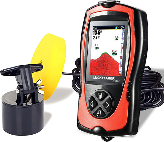LUCKYLAKER Portable Display Fish Finder Boat Handheld Transducer Fish Finders Kayak Water Sensor Depth Finder LCD Wired Cable Ice Sea Fishing