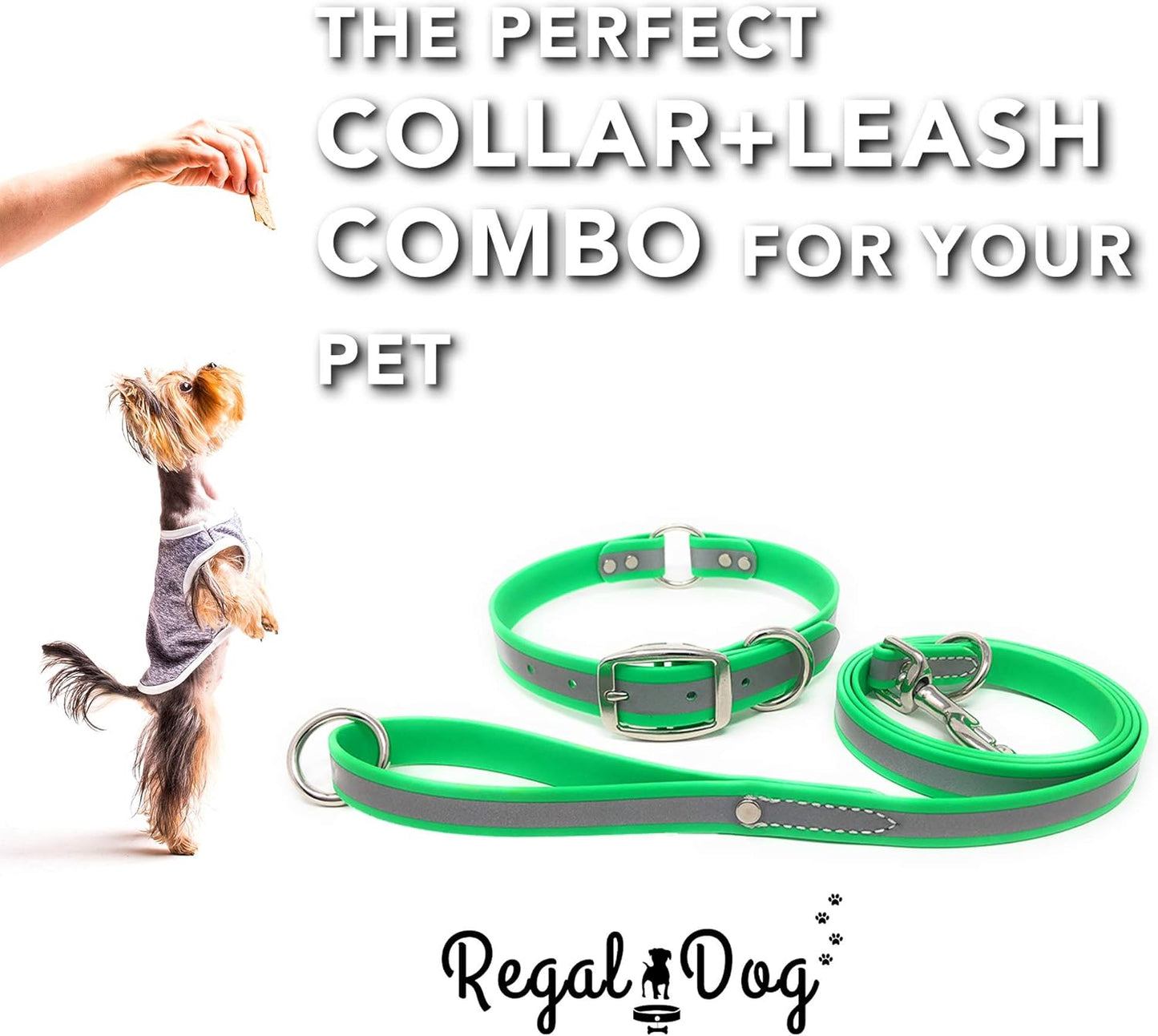 Regal Dog Products Large Pink Heavy Duty Reflective Dog Collar with Center Ring, Metal Buckle and D Ring | Anti-Odor Adjustable Biothane Waterproof Dog Collar | Other Sizes for Small & Medium Dogs