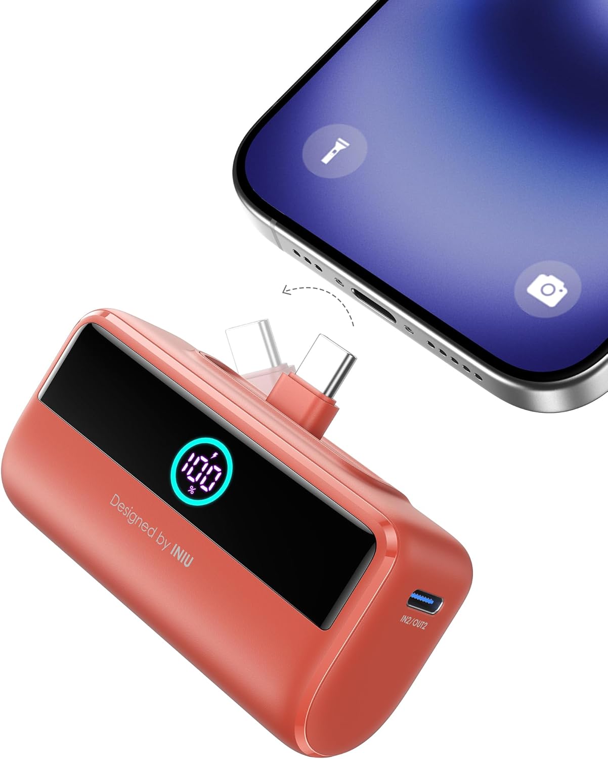 INIU Mini Portable Charger, 5500mAh Power Bank with Build-in USB-C Connector, 22.5W Fast Charging Powerbank, Travaling Essential Charger for iPhone 16 15, Fit for College Student Teen Boys Girls, Blue