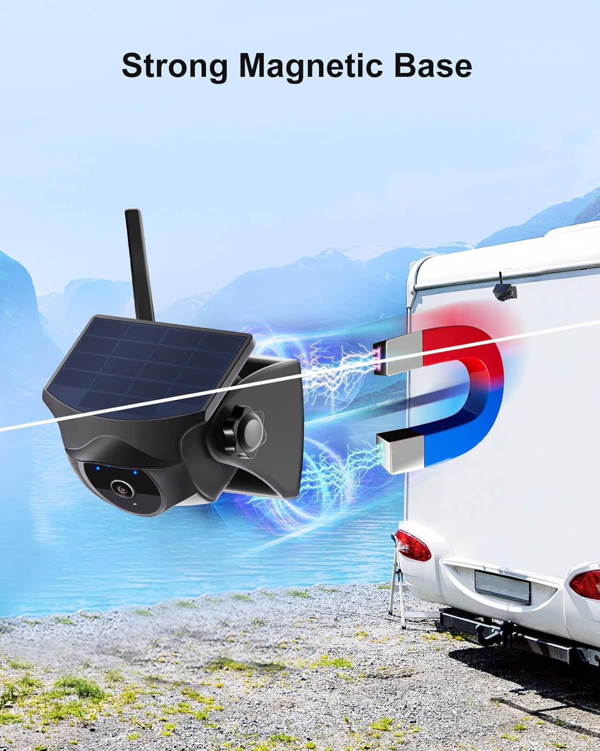 STONVUE 1080P Solar Wireless Backup Camera -Magnetic Hitch Rear/Front Camera with Night Vision, 365-Day Standby, Waterproof, Rechargeable Battery for Horse Trailer RV Truck Car for Phone Pad Android