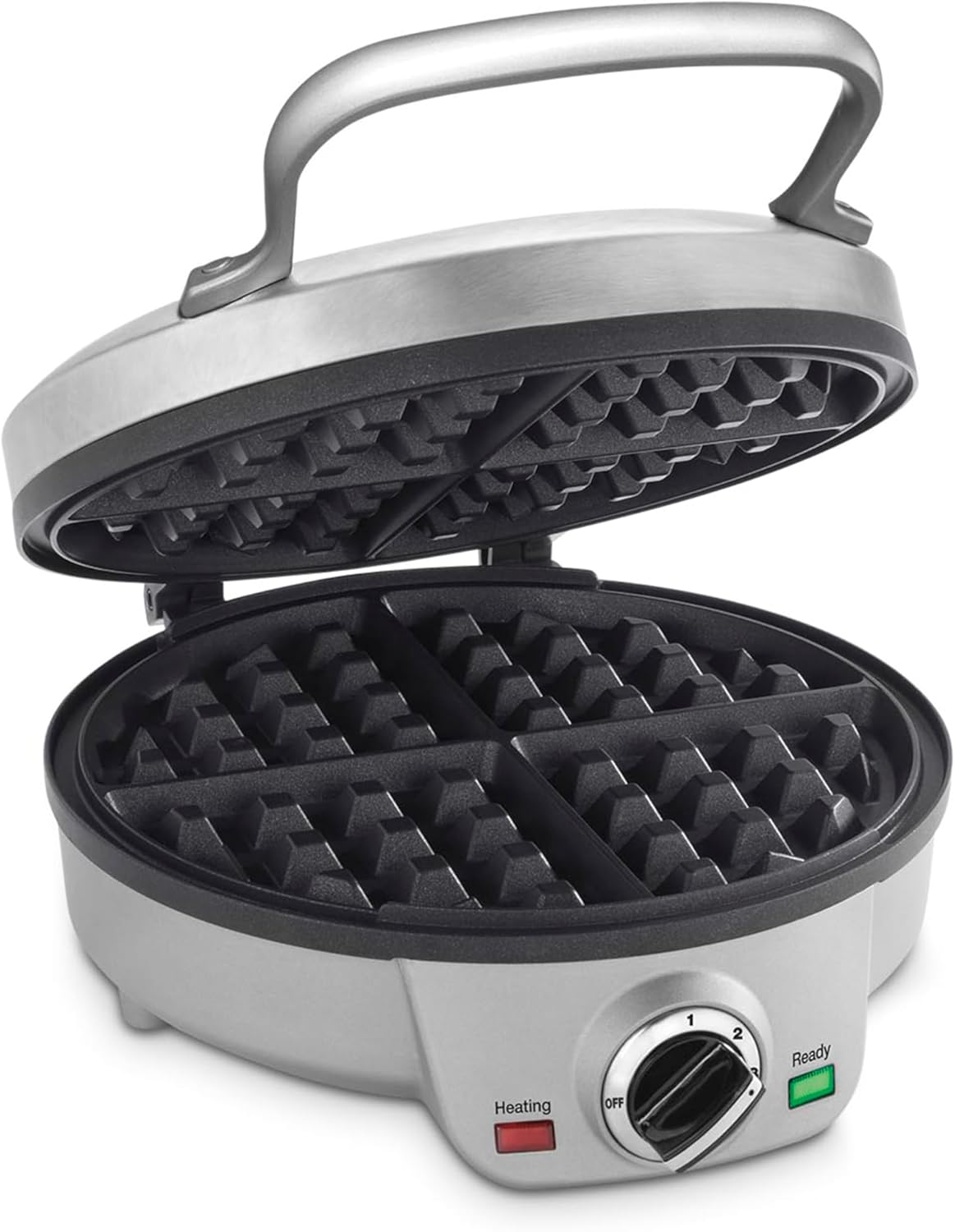 Cuisinart 4-Slice Round Belgian Waffle Maker, Non-Stick Coated Plates, Silver (WAF-200C)