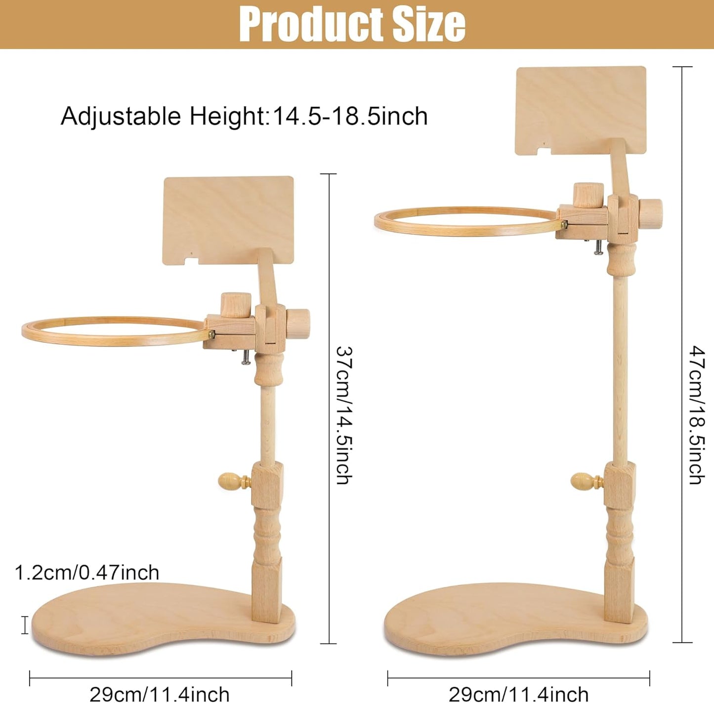 Purilite Select Adjustable Beech Wood Embroidery Hoop Stand