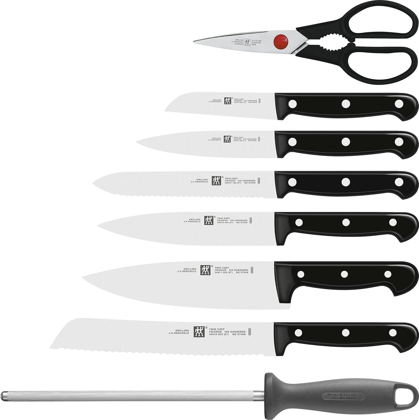 ZWILLING Twin Chef 9Piece Knife Block Set - Corrosion Resistant, Ice-Hardened Ultra Sharp Blades Graphite-Grey, Professional Knife Set, Durable, Dishwasher Safe