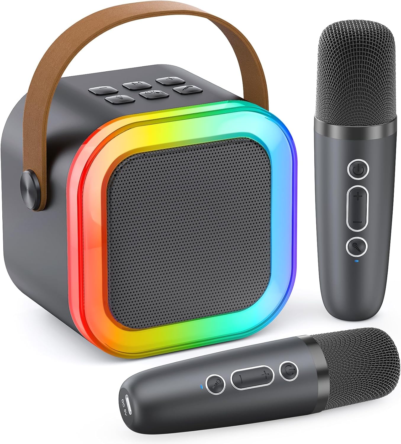 Karaoke Machine for Kids Adults, Portable Bluetooth Mini Karaoke Microphone Singing Speaker Karaoke Player with 2 Wireless Mic Toys for All Smartphones,Birthday, Family,Home Party (Purple)