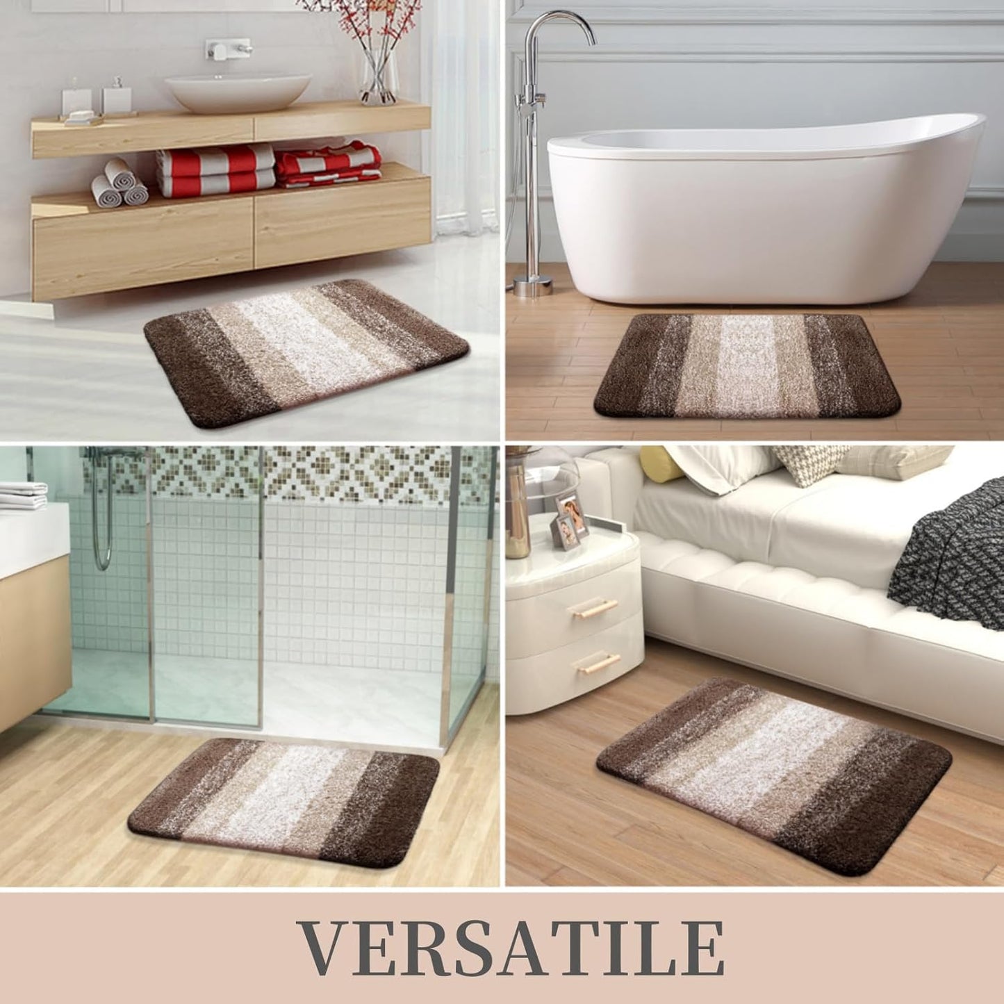 OLANLY Luxury Microfiber Bath Mat, Extra Soft and Absorbent Bathroom Mat, Non-Slip Plush Shaggy Bathroom Rug, Machine Wash Dry, Bath Rugs for Bathroom Floor, Tub and Shower, 16x24, Grey