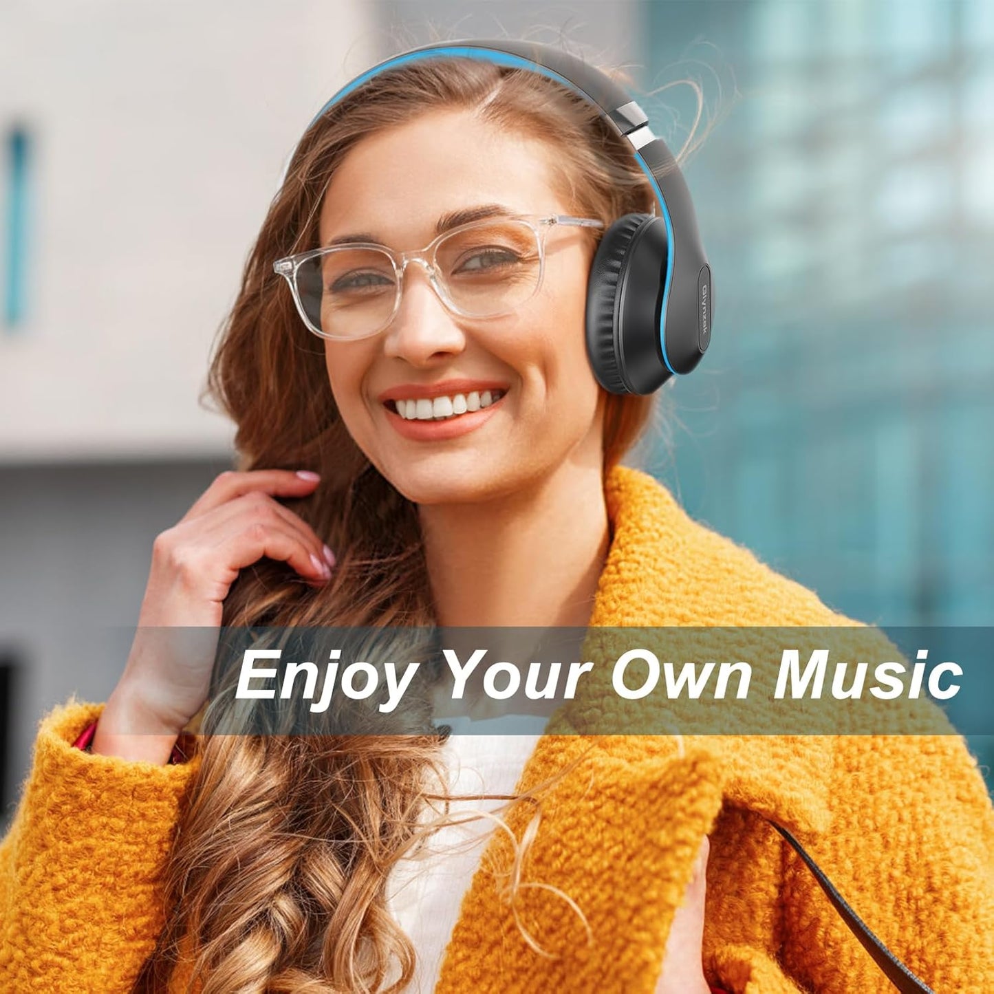 Glynzak Wireless Bluetooth Headphones Over Ear 65H Playtime HiFi Stereo Headset with Microphone and 6EQ Modes Foldable Bluetooth V5.3 Headphones for Desktop Computer Laptop Rose Gold